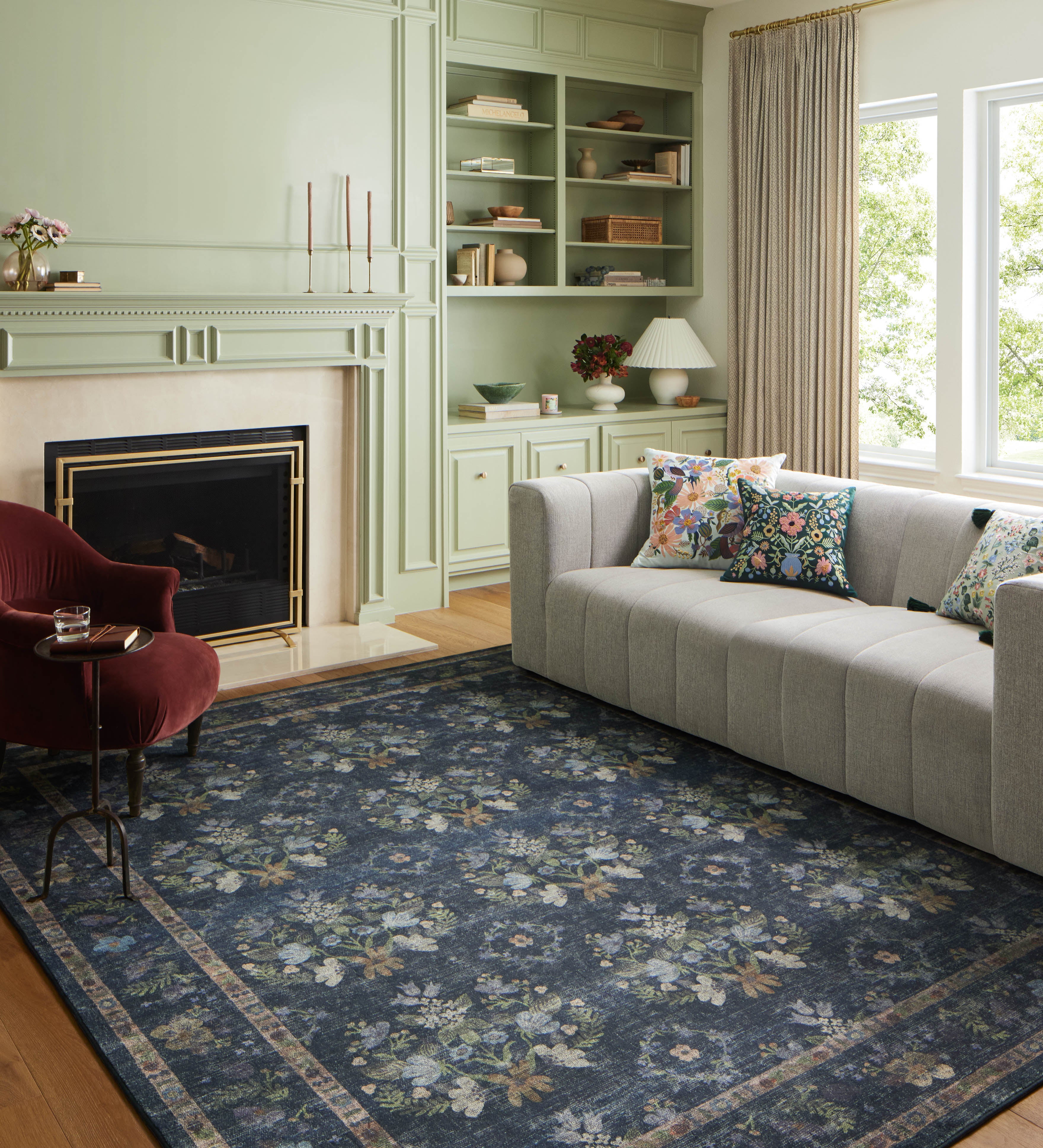 Rifle Paper Co. x Loloi Courtyard Seville Navy Rug 3-patterned rugs Loloi