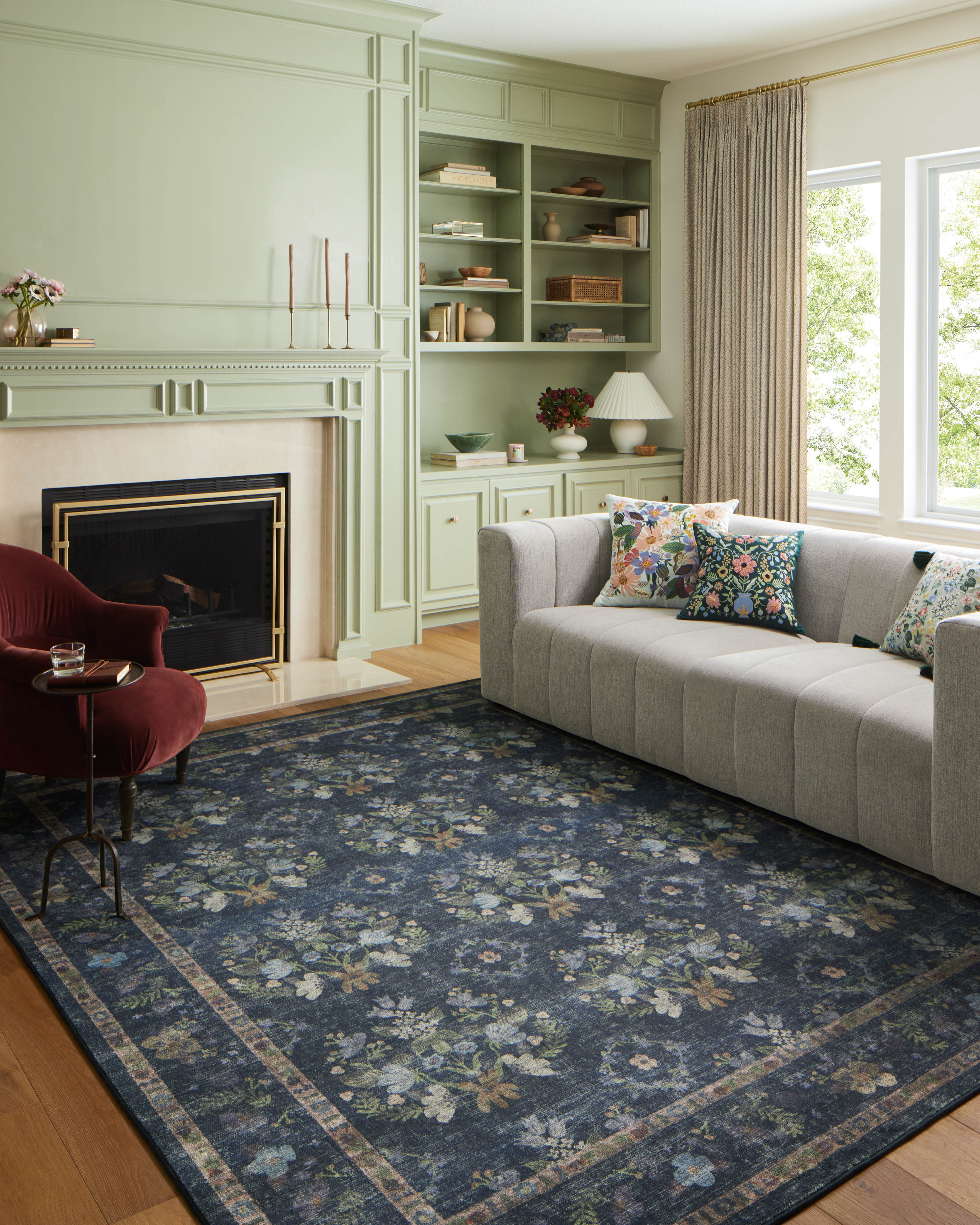 Rifle Paper Co. x Loloi Courtyard Seville Navy Rug 3-patterned rugs Loloi