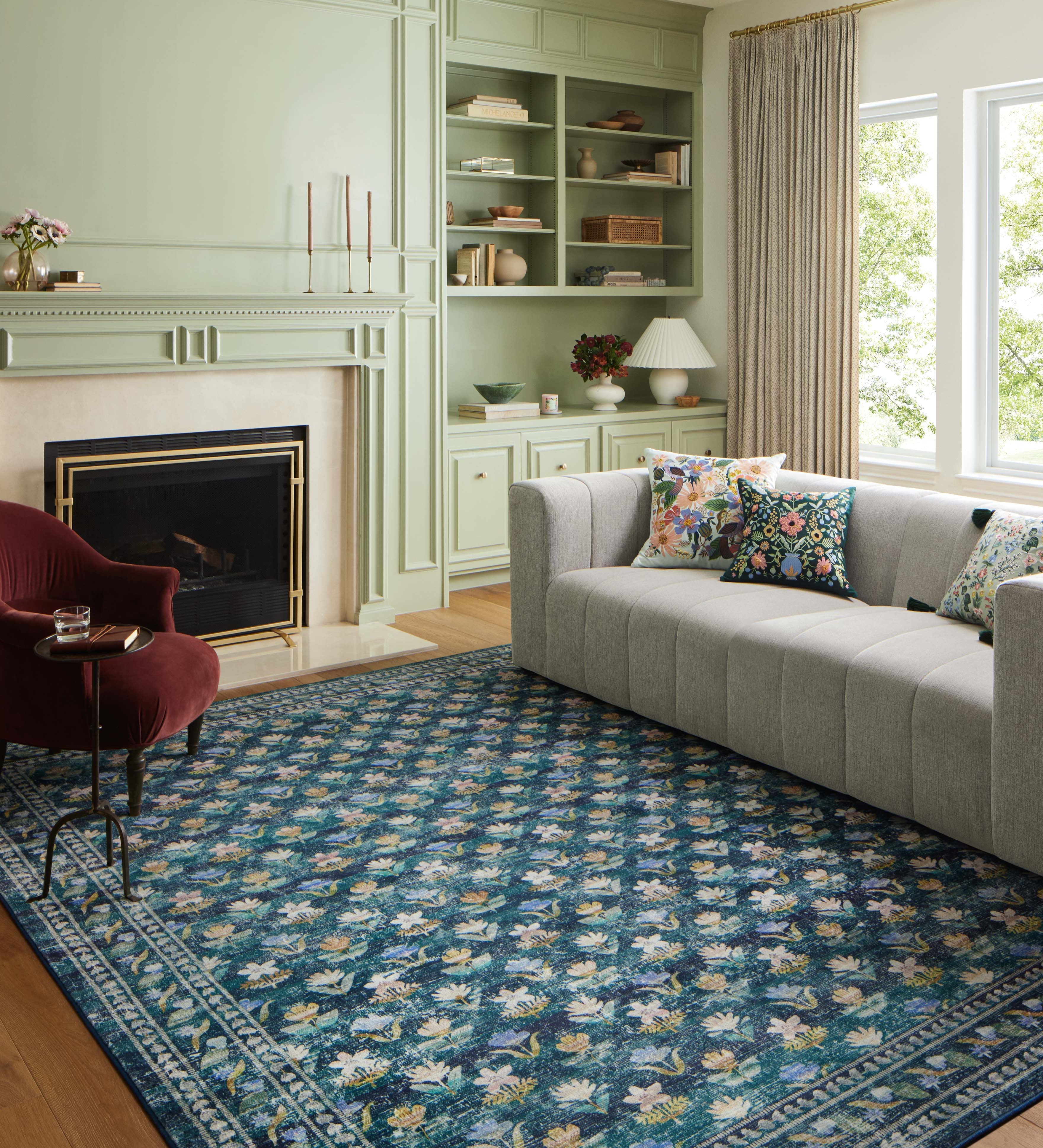 Rifle Paper Co. x Loloi Courtyard Emerald Rug RUGS - synthetic Loloi