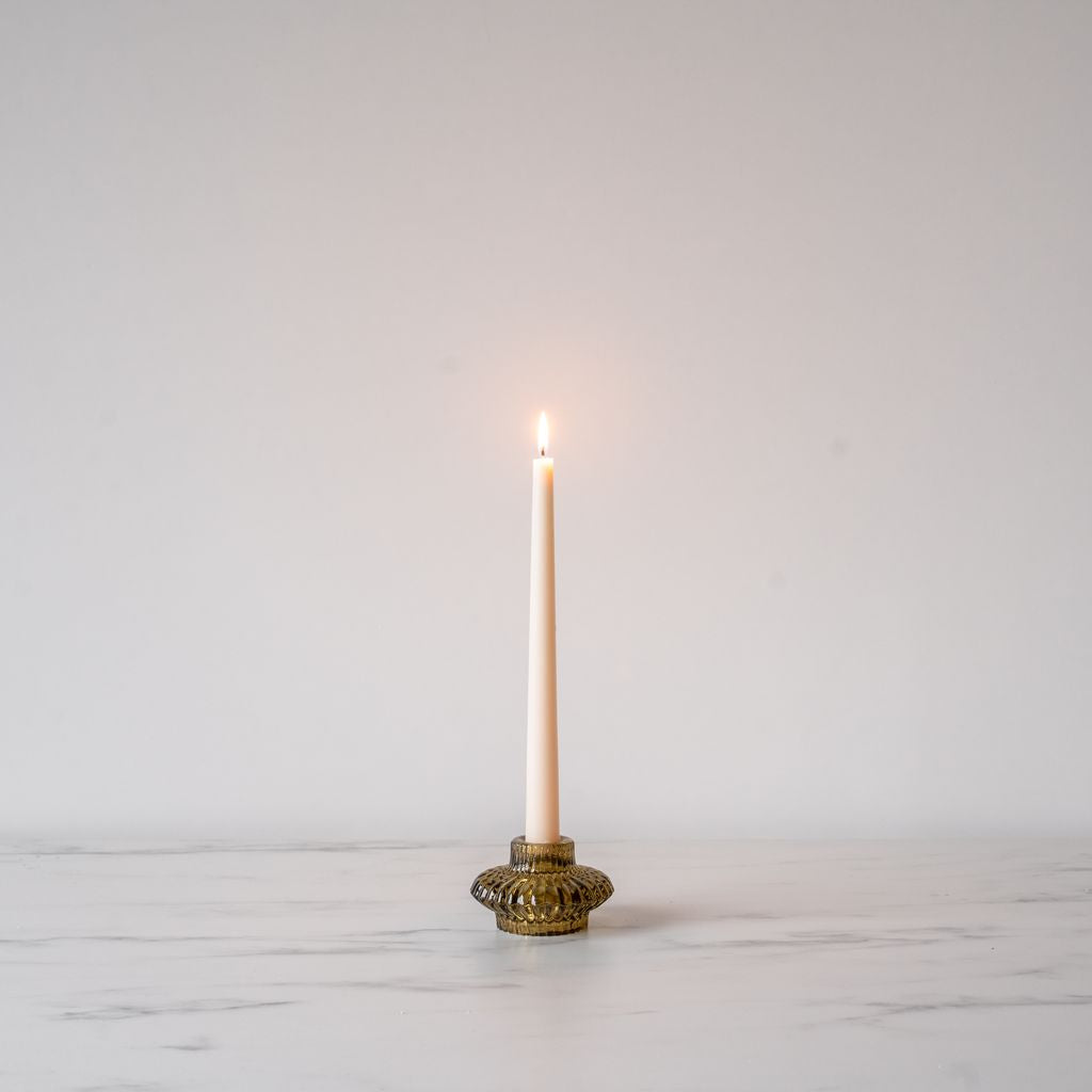 Ribbed Glass Candle Holder - Rug & Weave