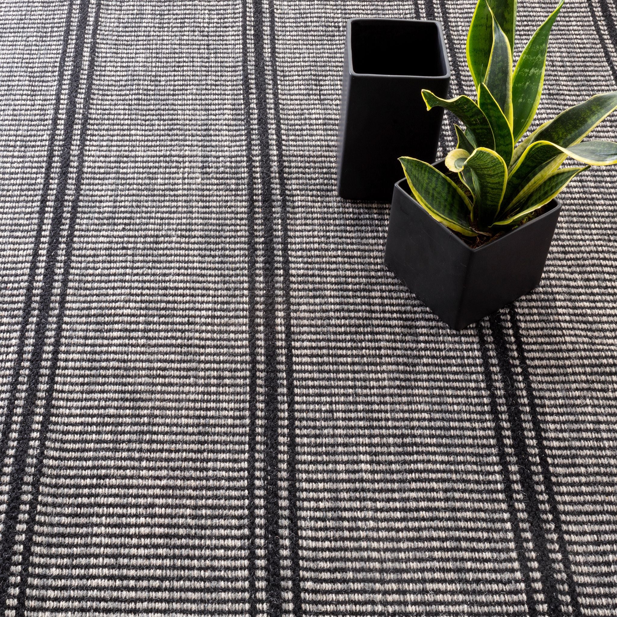 Malta Black Handwoven Wool Rug-Rug & Weave