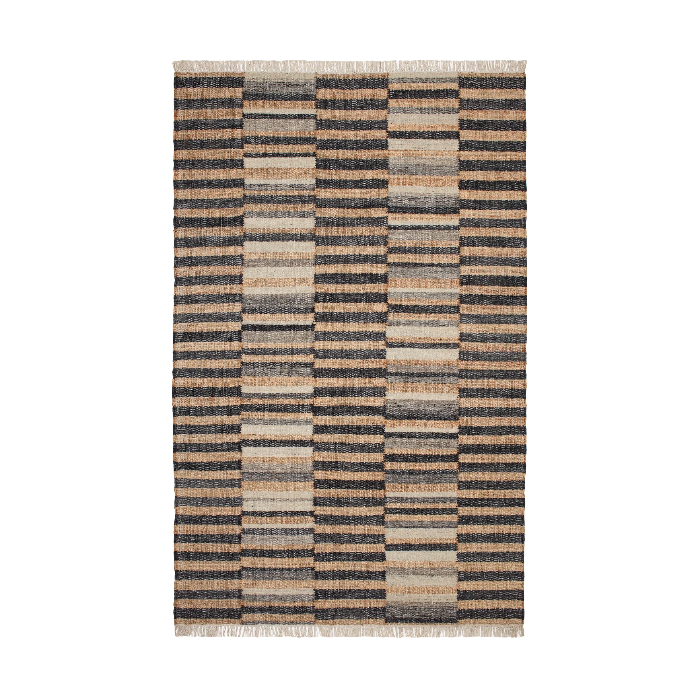 Ravel Stripe Handwoven Wool Rug RUGS-wool Dash & Albert Black 2' x 3'