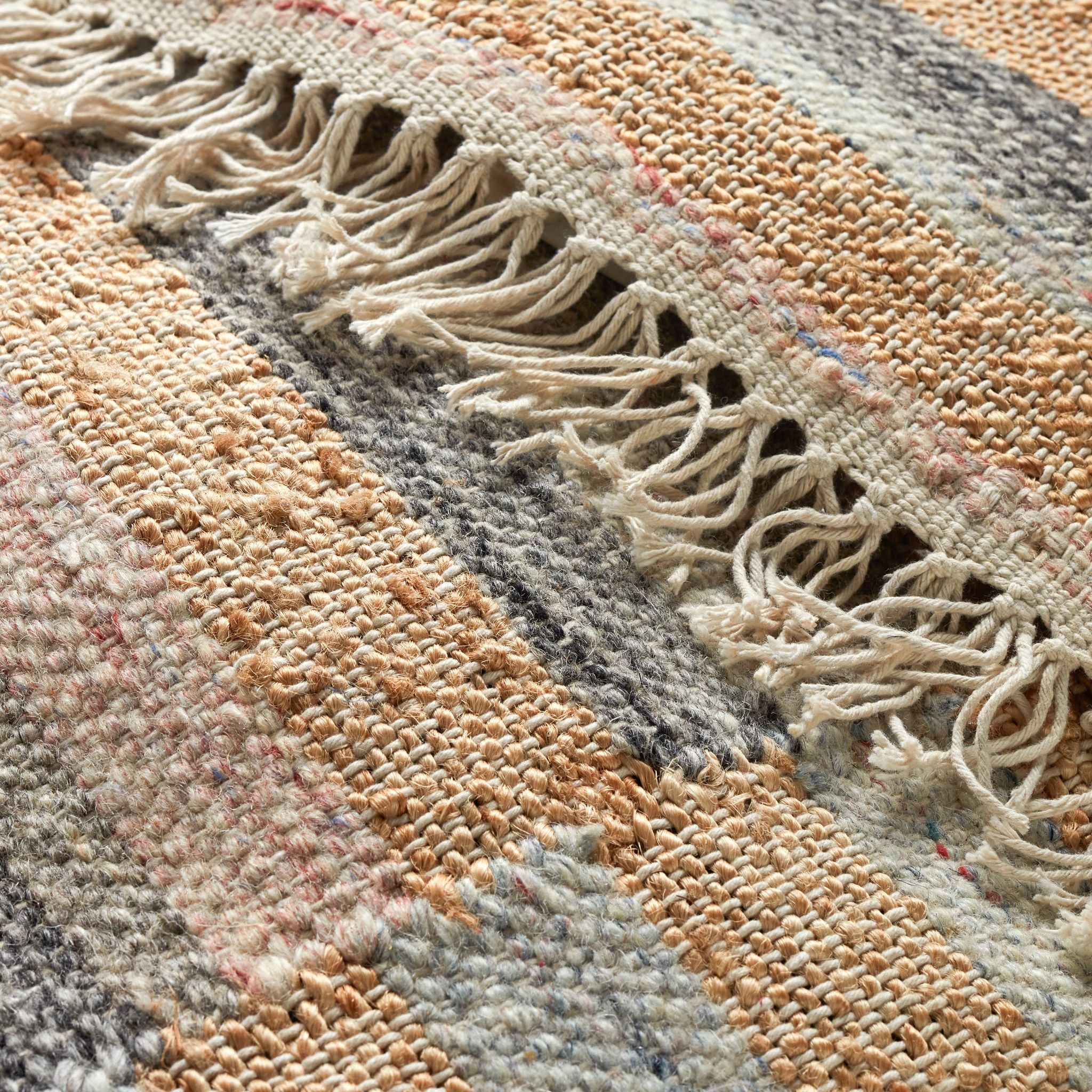 Ravel Stripe Blue Handwoven Wool Rug-Rug & Weave