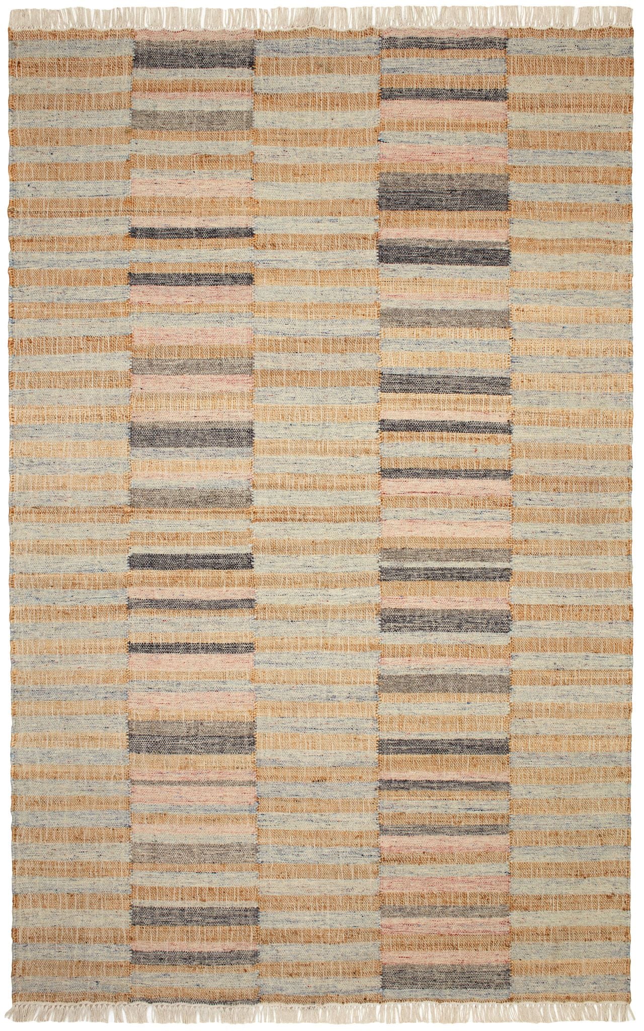 Ravel Stripe Blue Handwoven Wool Rug-Rug & Weave