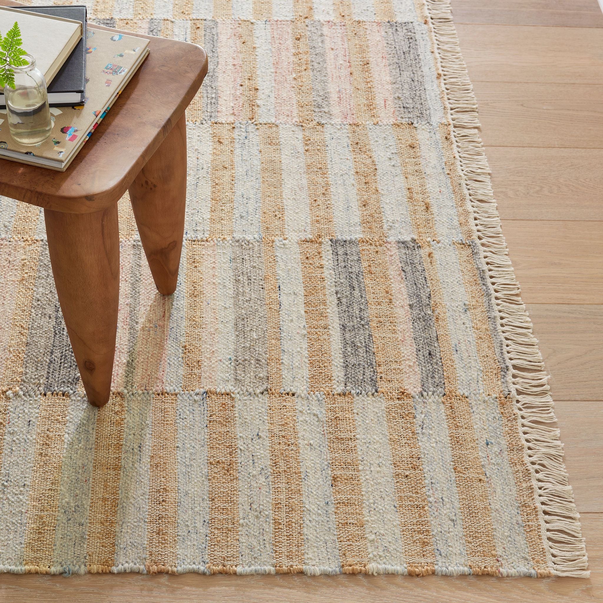 Ravel Stripe Blue Handwoven Wool Rug-Rug & Weave