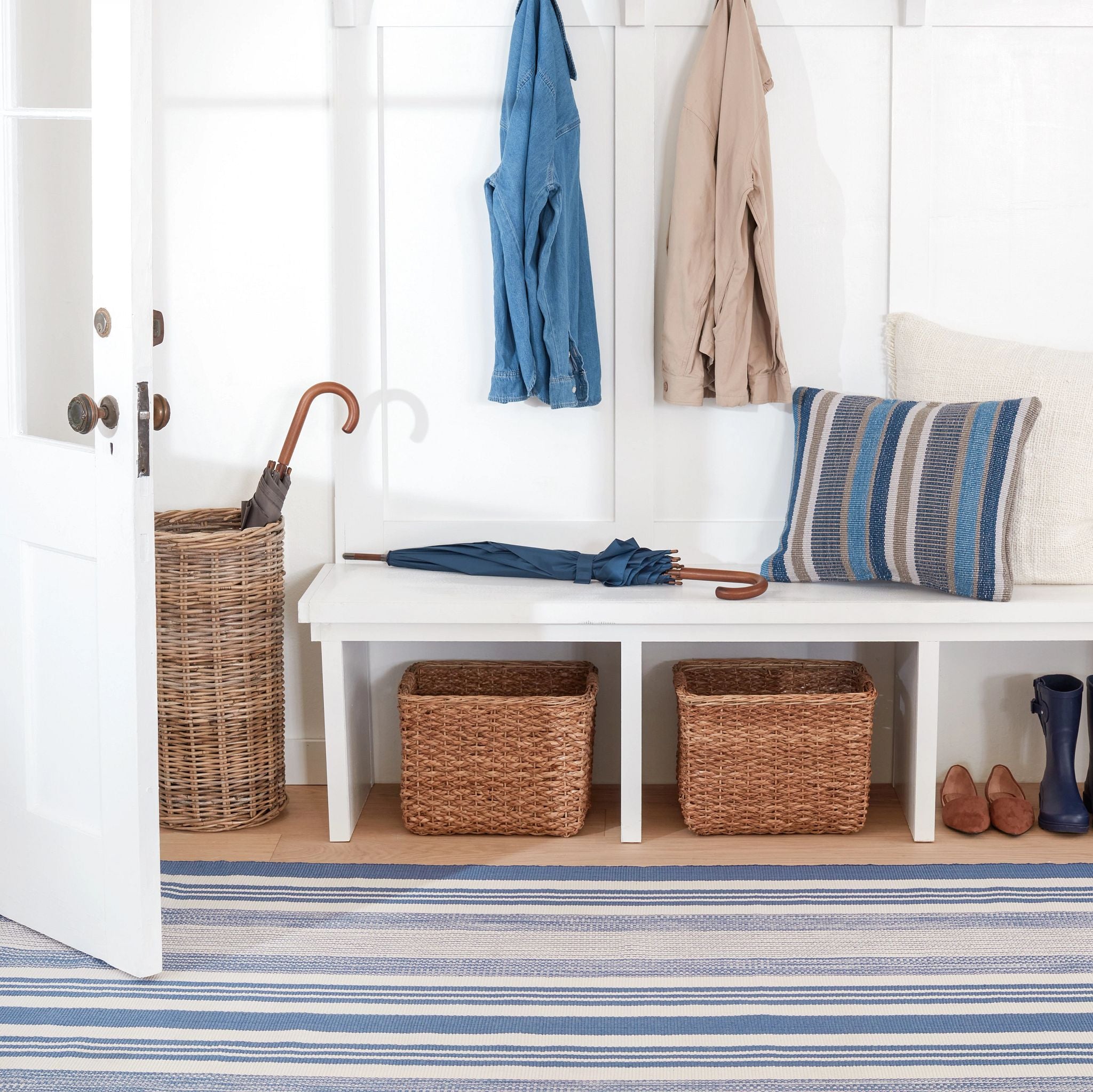 Quincy Stripe Handwoven Indoor/Outdoor Rug RUGS - synthetic Dash & Albert