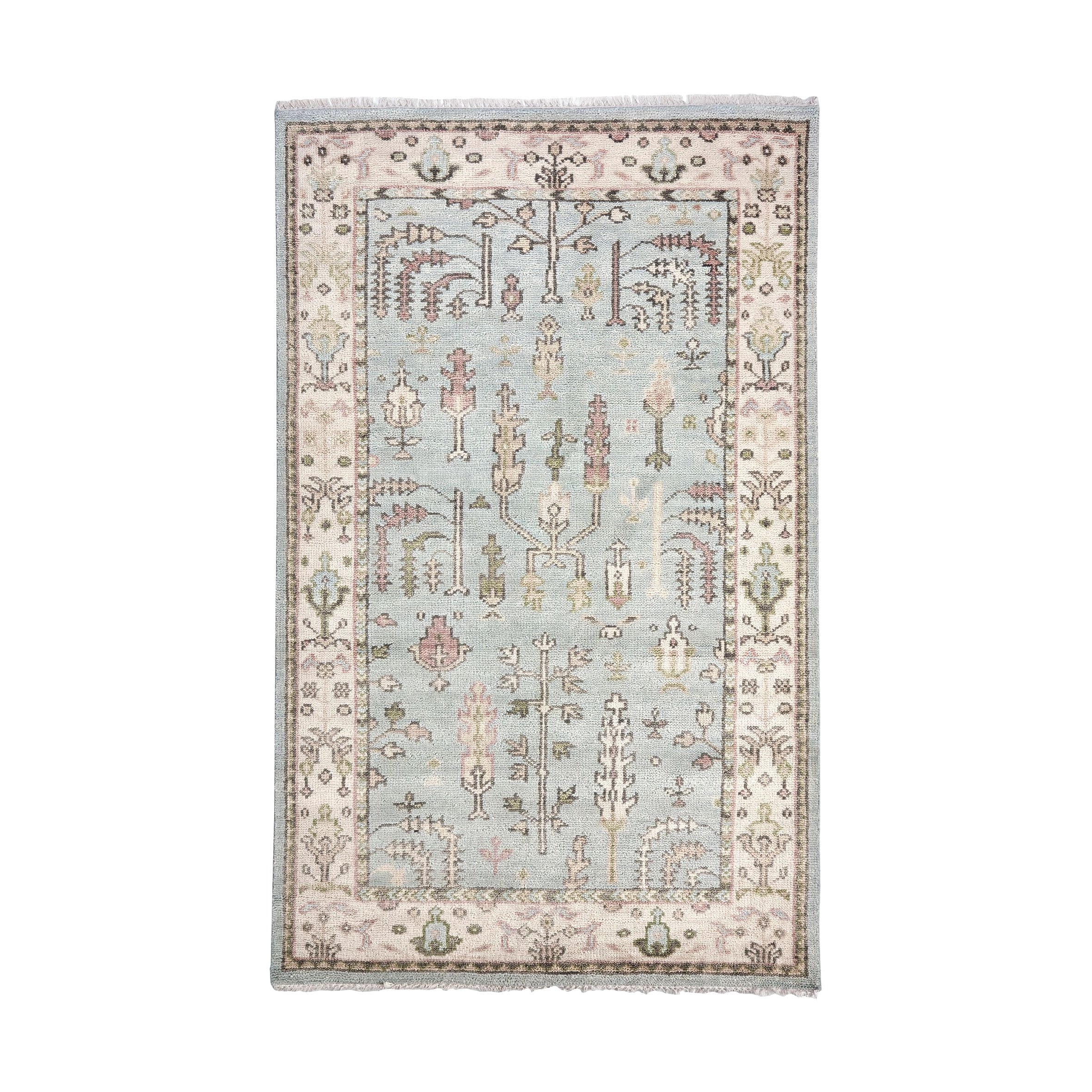 Athens Hand Knotted Wool Rug, 2'6" x 8' Sky