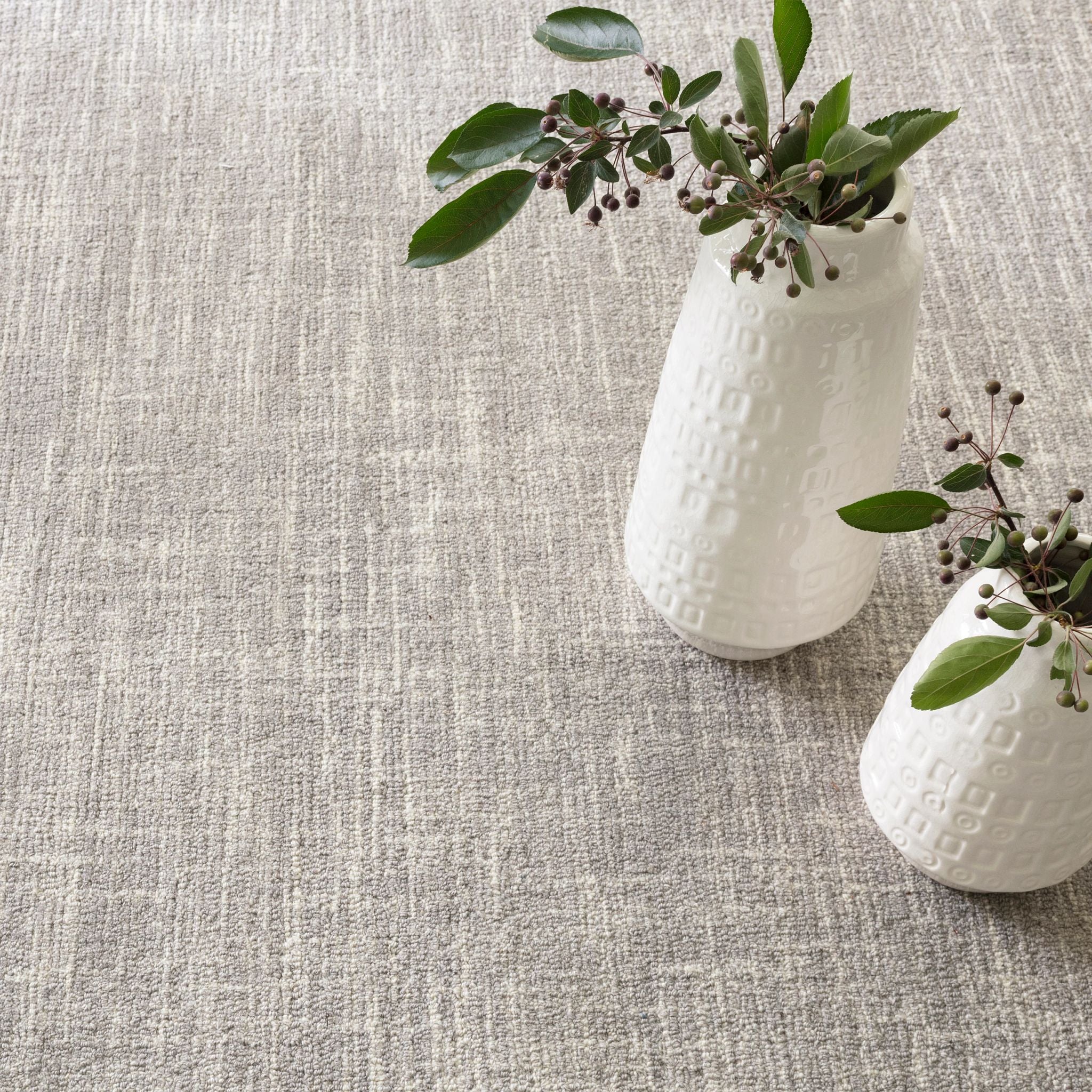 Crosshatch Dove Grey Hand Micro Hooked Wool Rug-Rug & Weave