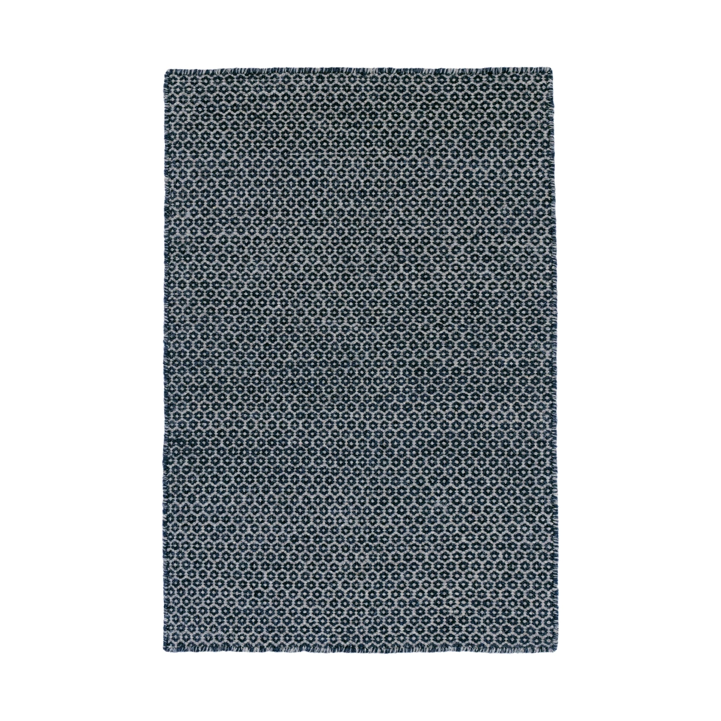 Honeycomb Handwoven Wool Rug RUGS-wool Dash & Albert Indigo/Grey 2' x 3'