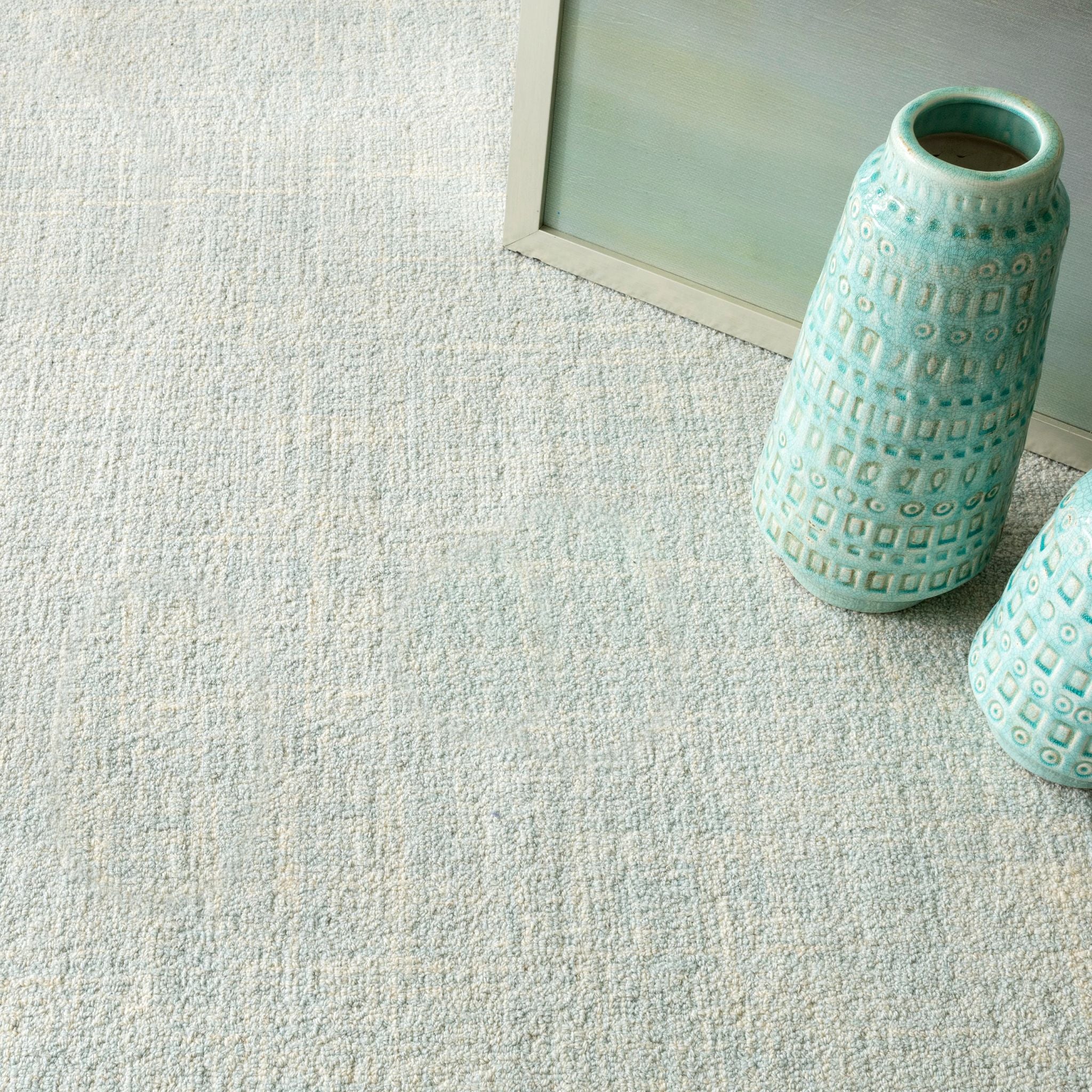 Crosshatch Sky Hand Micro Hooked Wool Rug-Rug & Weave