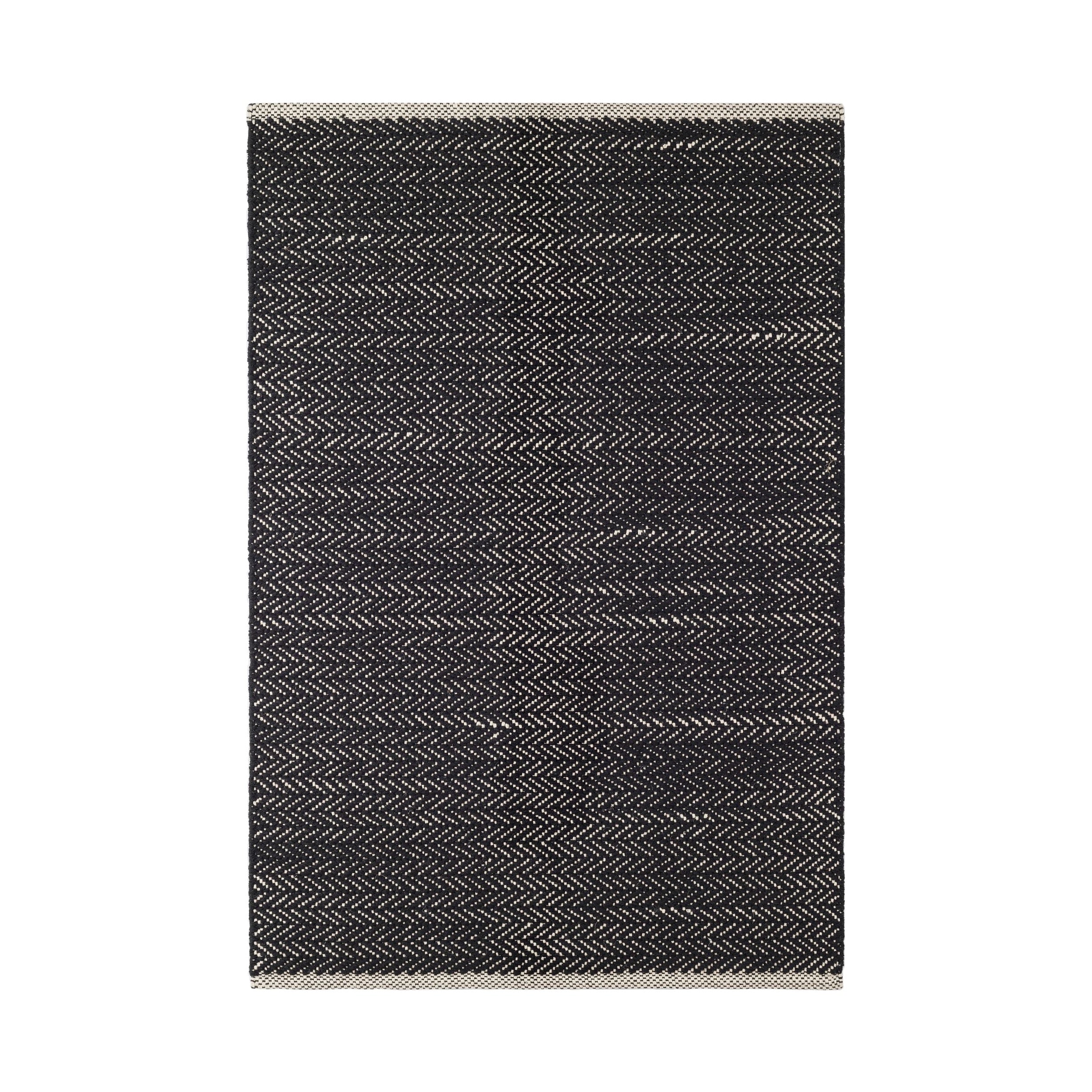 Herringbone Handwoven Cotton Rug RUGS - cotton Dash & Albert Black 2' x 3'