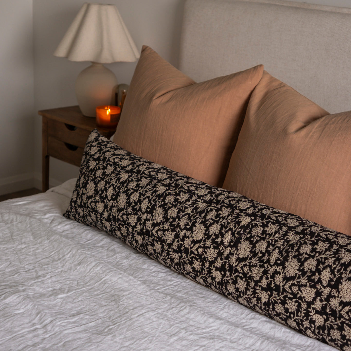 Mica Long Lumbar Pillow Cover 1 - PILLOWS - block print - neutral Rug & Weave Pillows