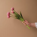 Faux Cotton Candy Pink Peony Tulip Bundle faux stem Tri W Imports