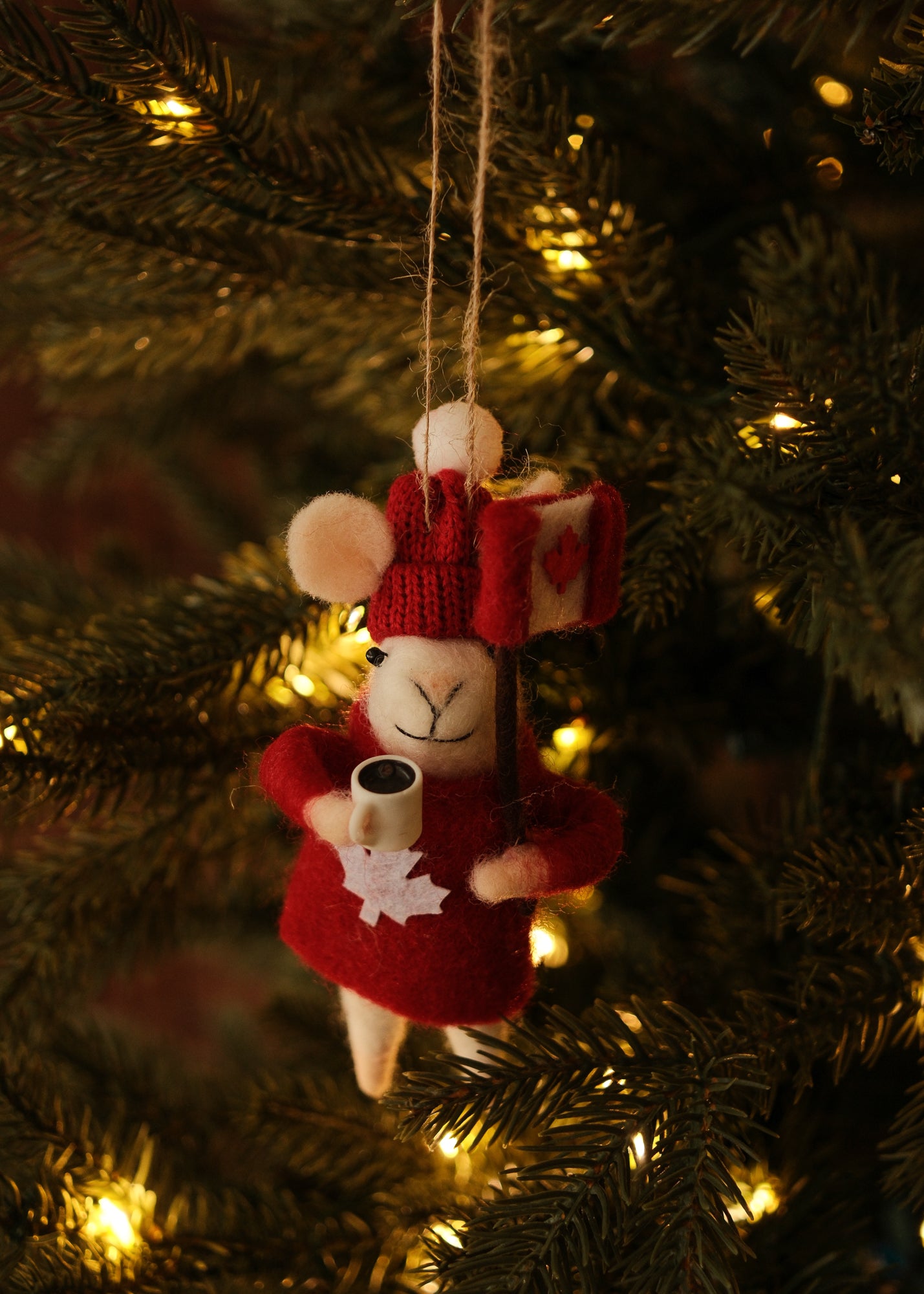Cozy Canadian Mouse Ornament – view 2