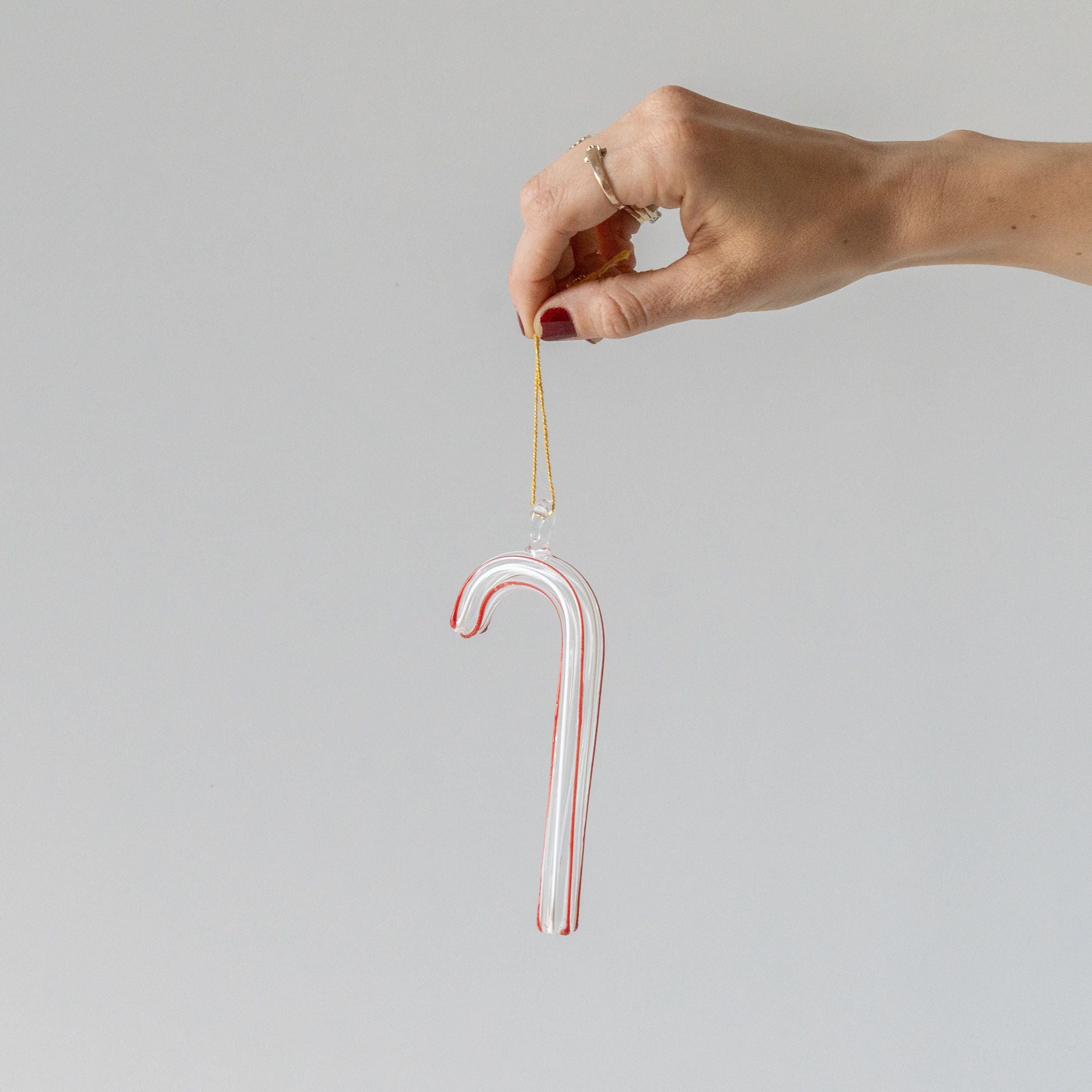 Glass Candy Cane Ornament - Rug & Weave