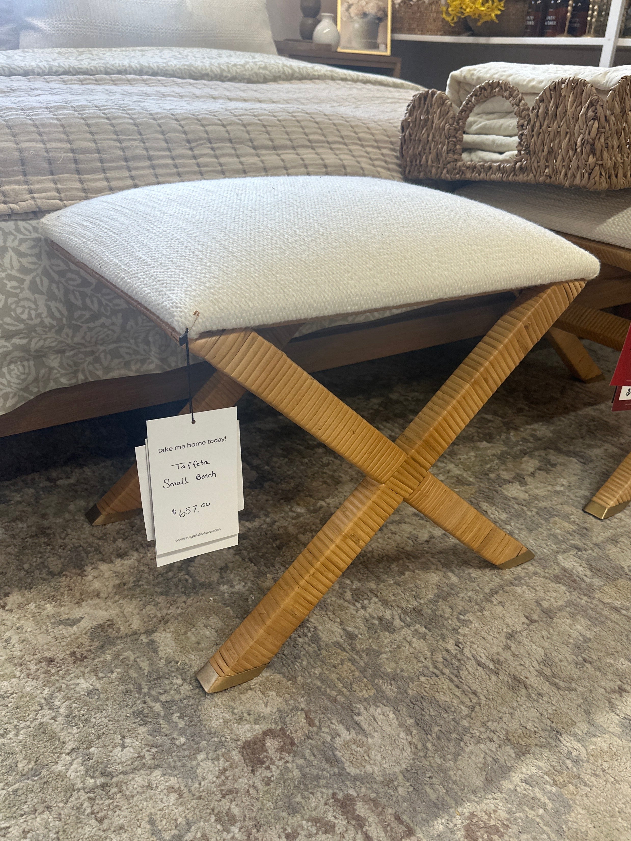 FLOOR MODEL - Taffeta Small Bench FURNITURE - floor model Uttermost