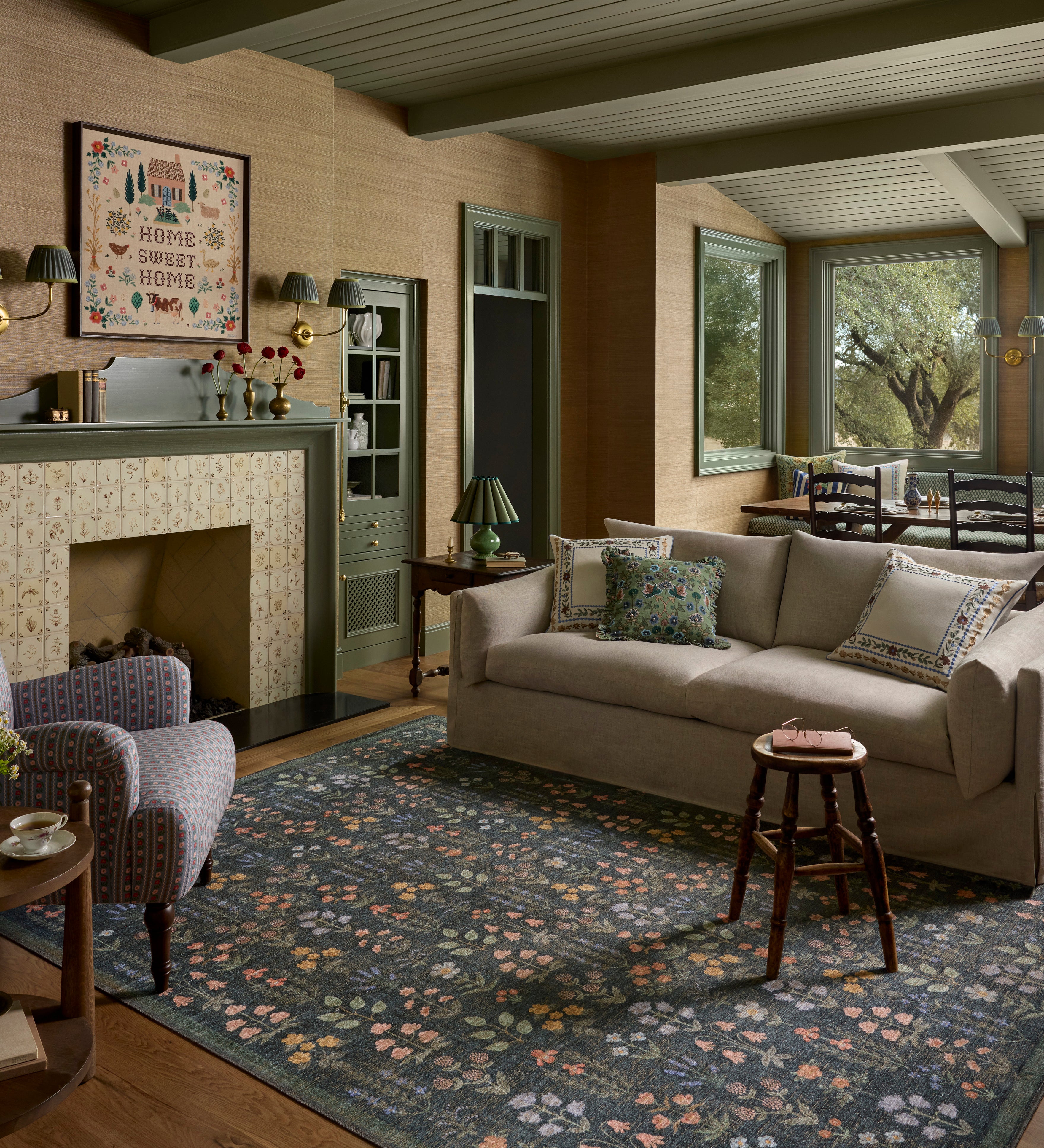 Rifle Paper Co. x Loloi Edinburgh Navy / Multi Rug, 18" x 18" – view 3