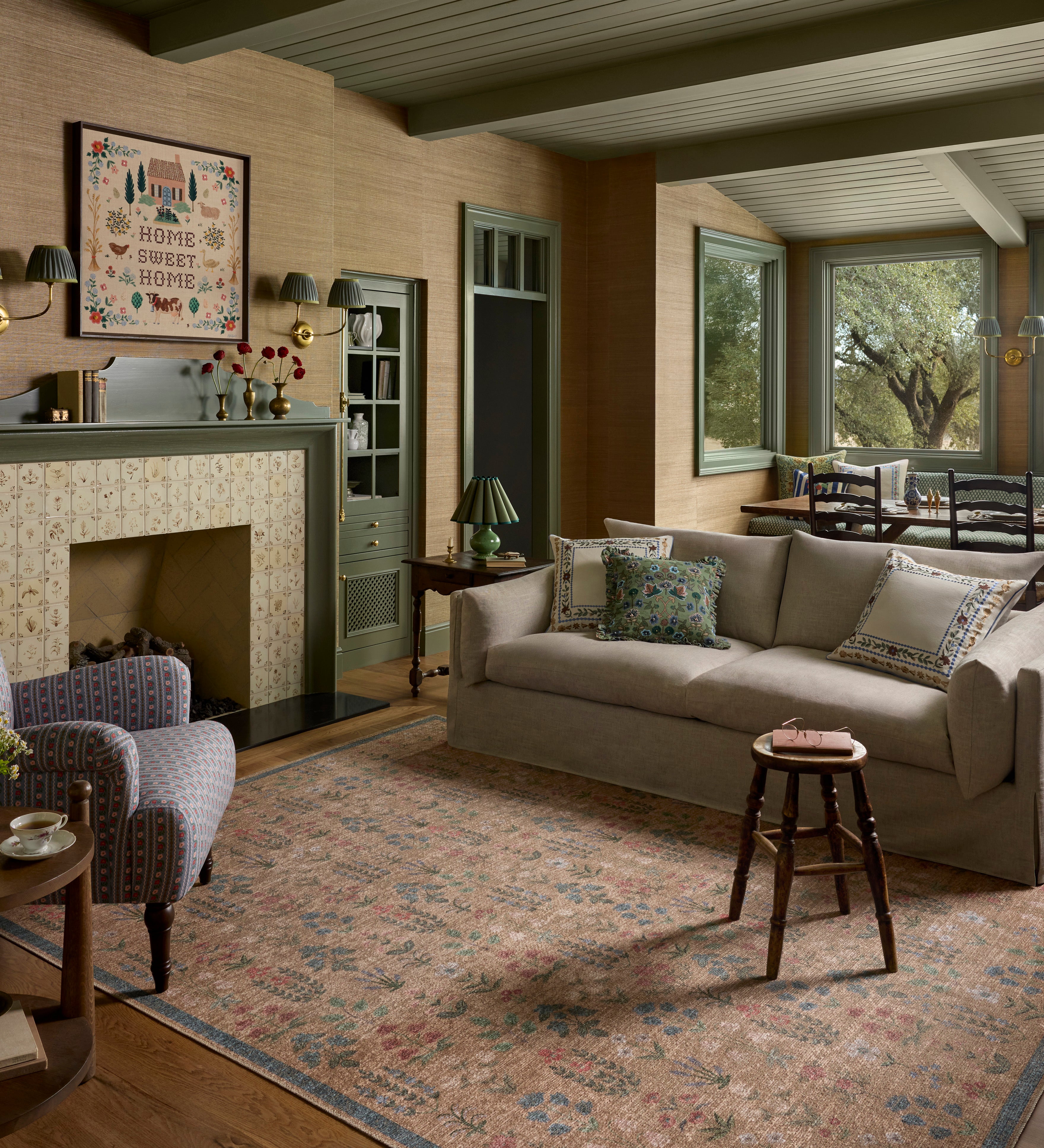 Rifle Paper Co. x Loloi Edinburgh Wheat / Multi Rug, 18" x 18" – view 3