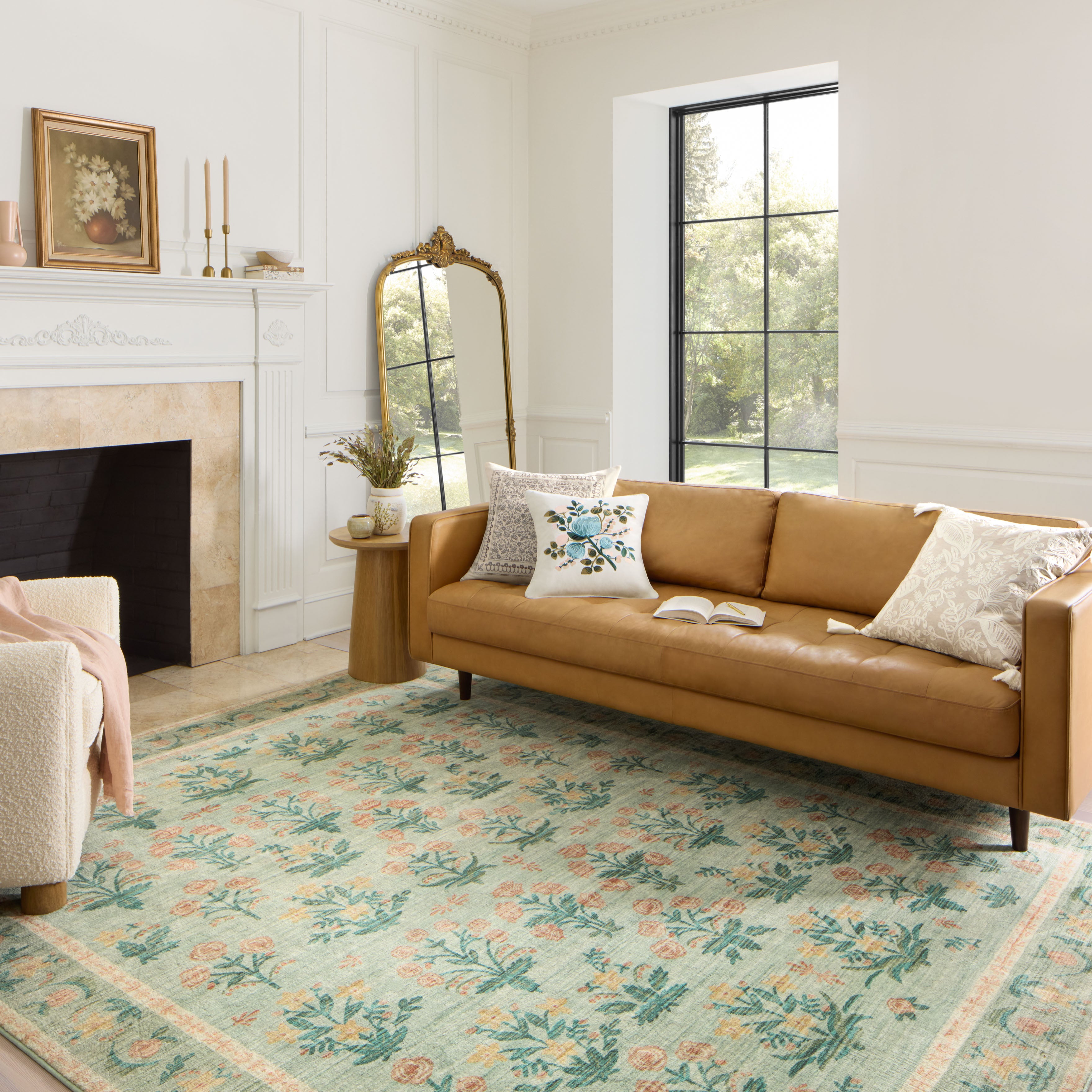 Rifle Paper Co. X Loloi/ Eden Mughal Rose Moss Rug 0-RUGS-patterned Loloi