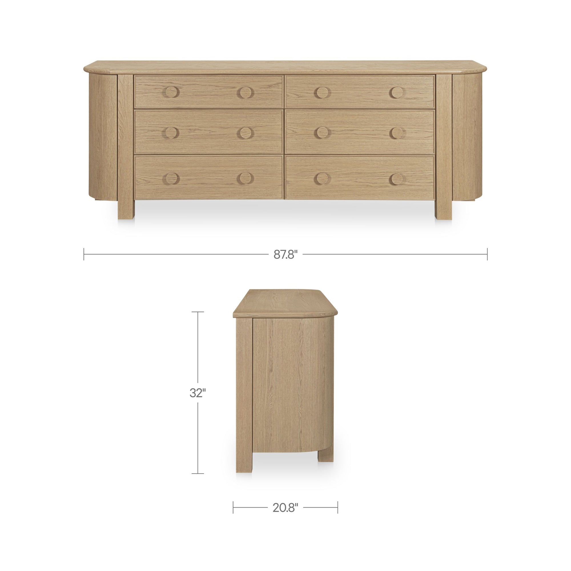 Loren 6 Drawer Dresser FURNITURE - dresser Moe's Furniture