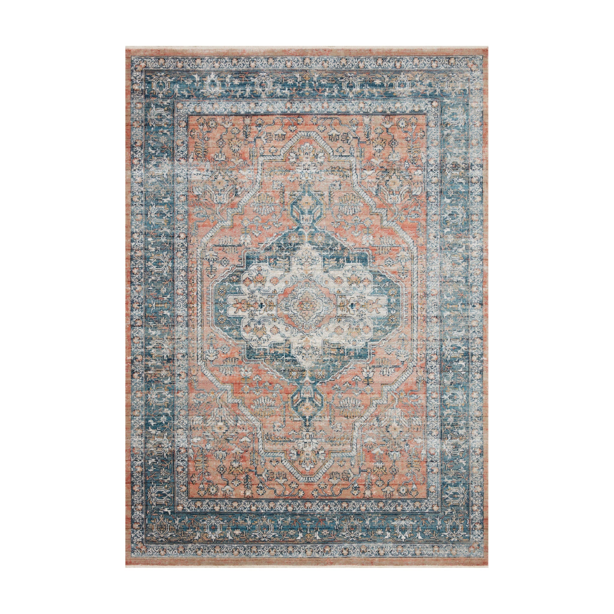Magnolia Home By Joanna Gaines x Loloi Elise Coral / Blue Rug RUGS - synthetic Loloi 18" x 18"