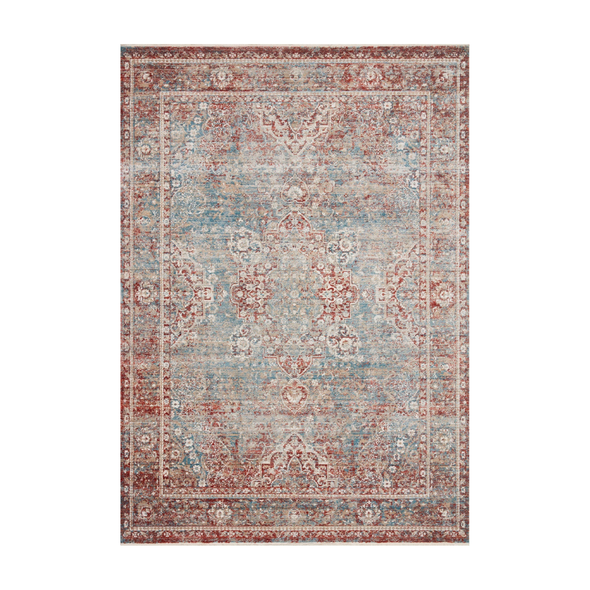 Magnolia Home By Joanna Gaines x Loloi Elise Sky / Red Rug RUGS - synthetic Loloi 18" x 18"