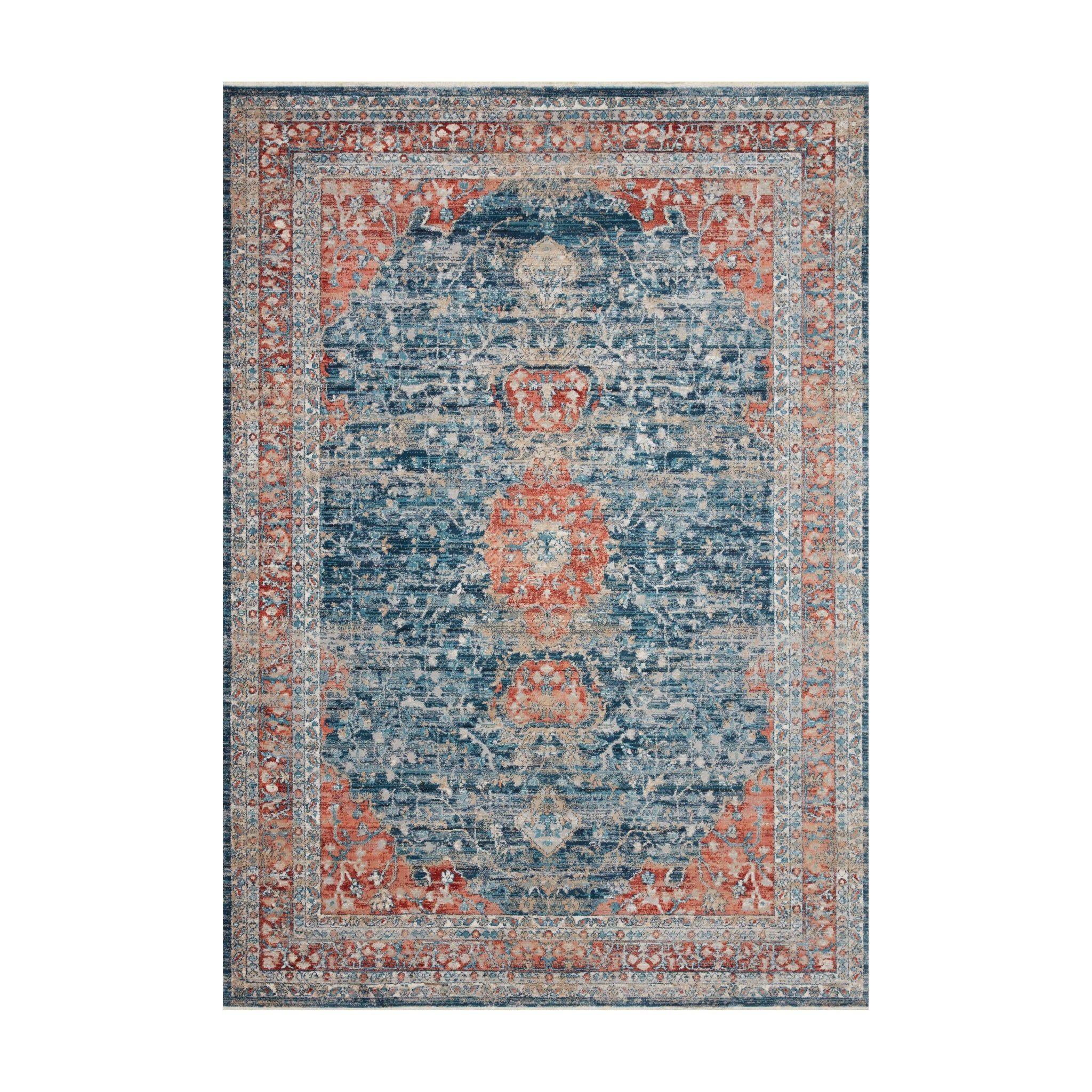Magnolia Home By Joanna Gaines x Loloi Elise Navy / Red Rug RUGS - synthetic Loloi 18" x 18"