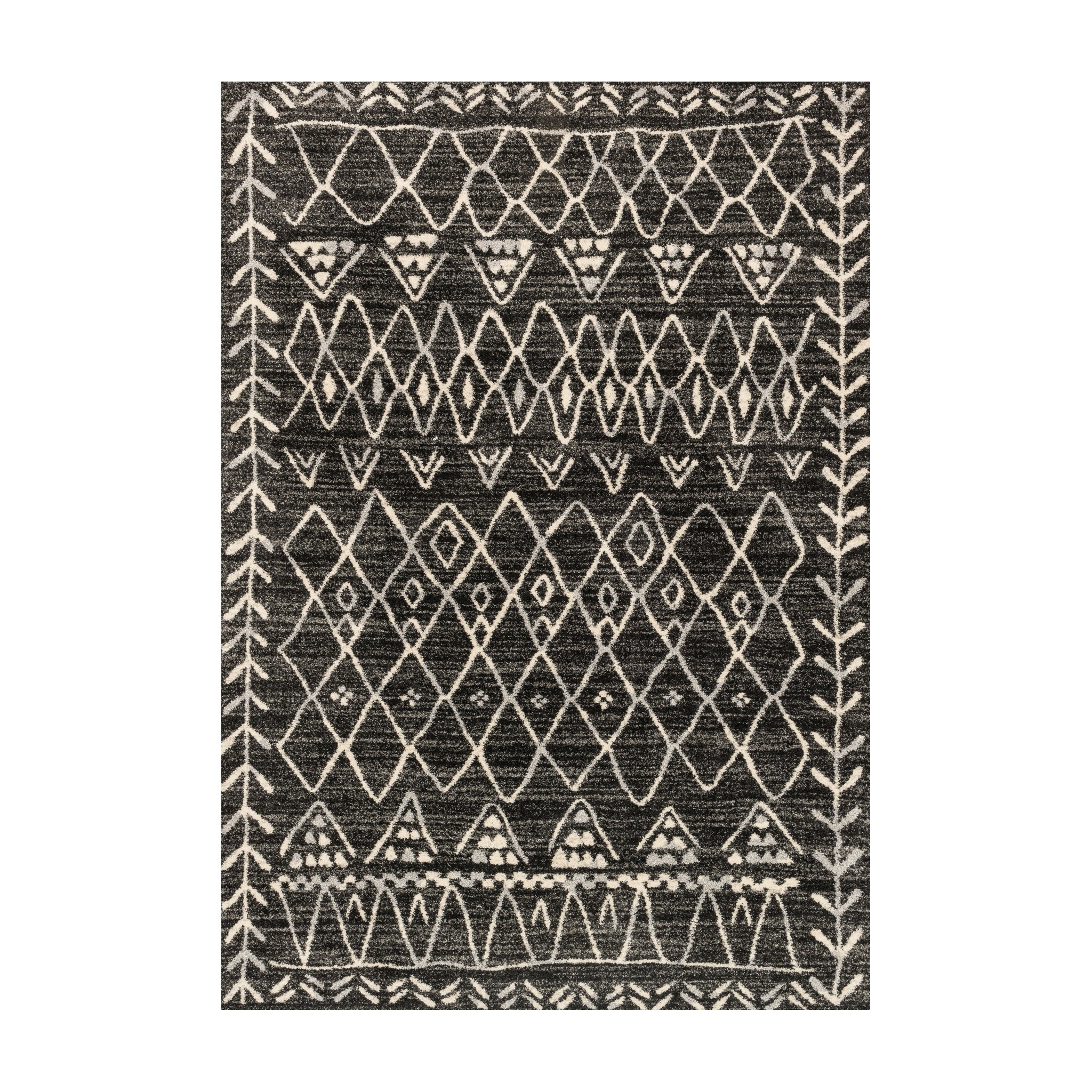 Loloi Emory Black / Ivory Rug RUGS - synthetic Loloi 2'5" x 7'7"