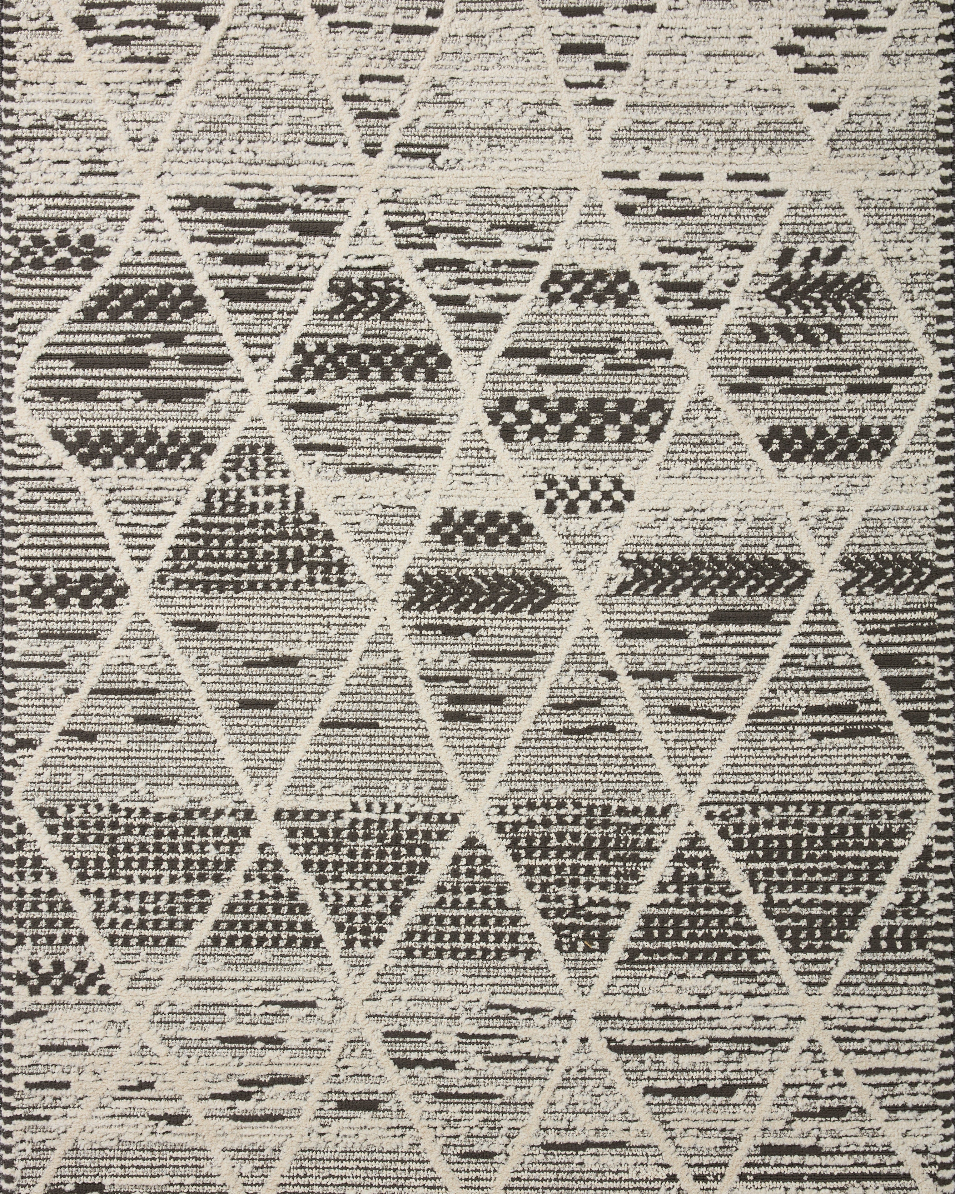 Loloi Fabian Charcoal / Ivory Diamond Rug 2-RUGS - patterned Loloi