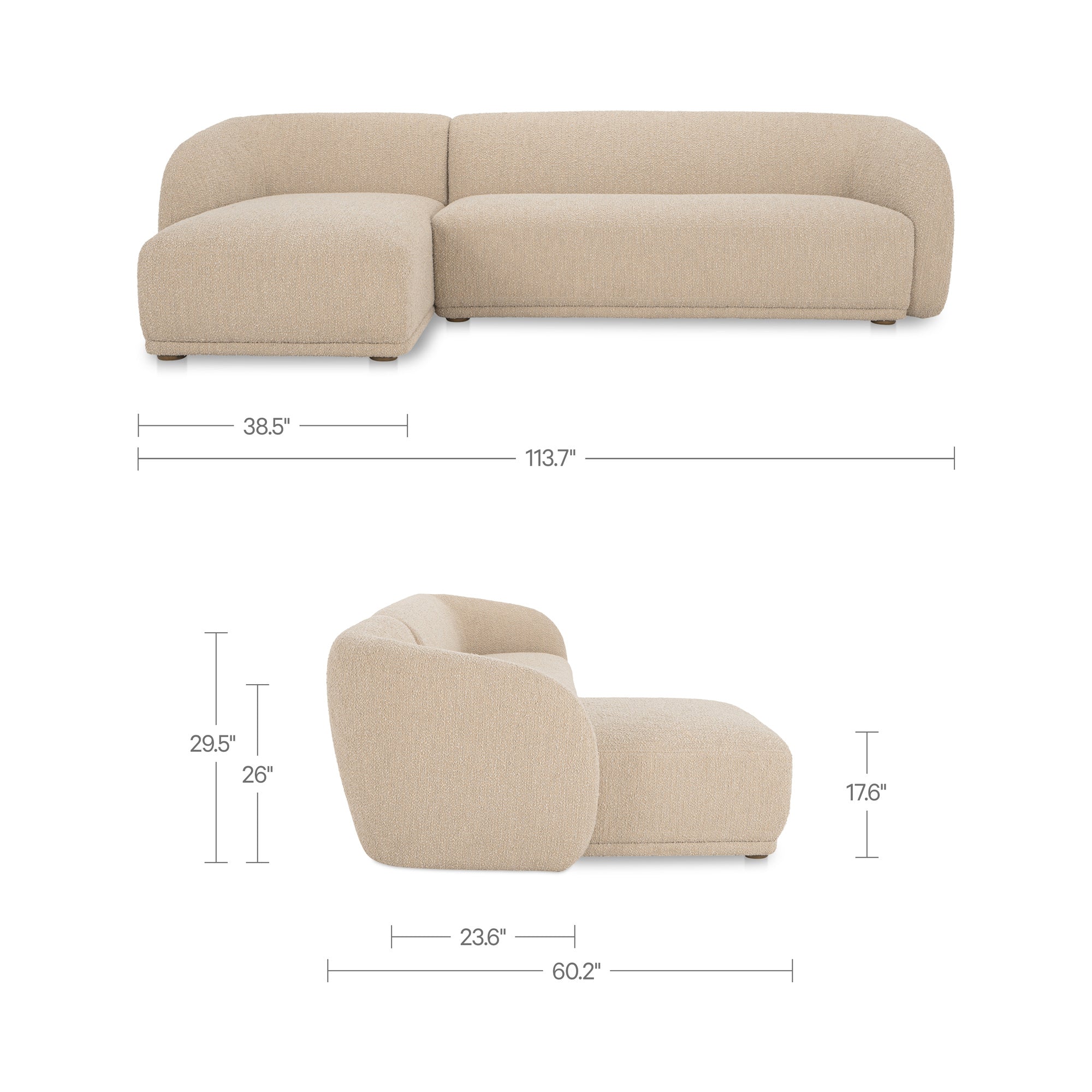 Faye Left Sectional FURNITURE - sectional Moe's Furniture
