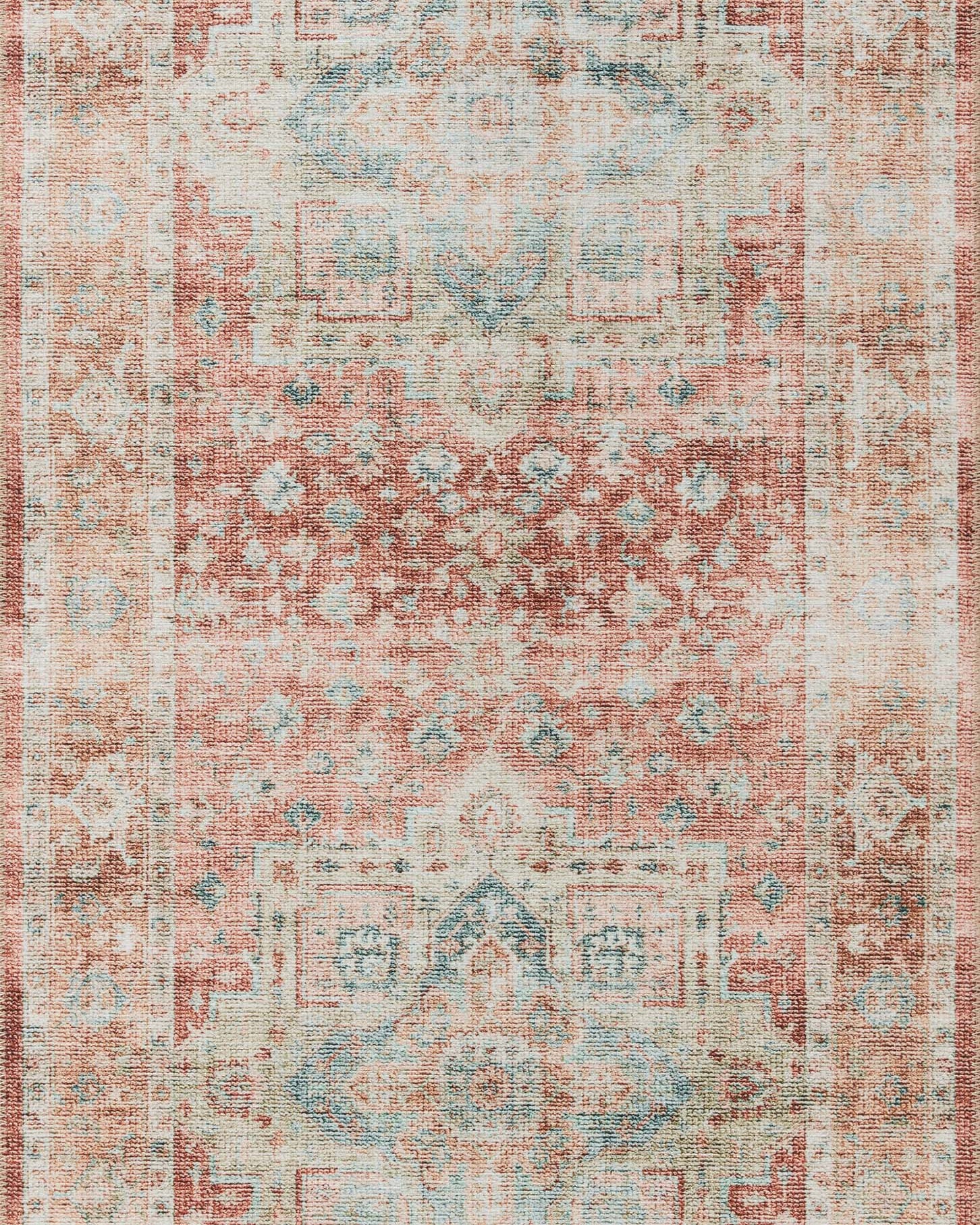 Loloi Heidi Terracotta / Aqua Rug 1-RUGS-patterned Loloi