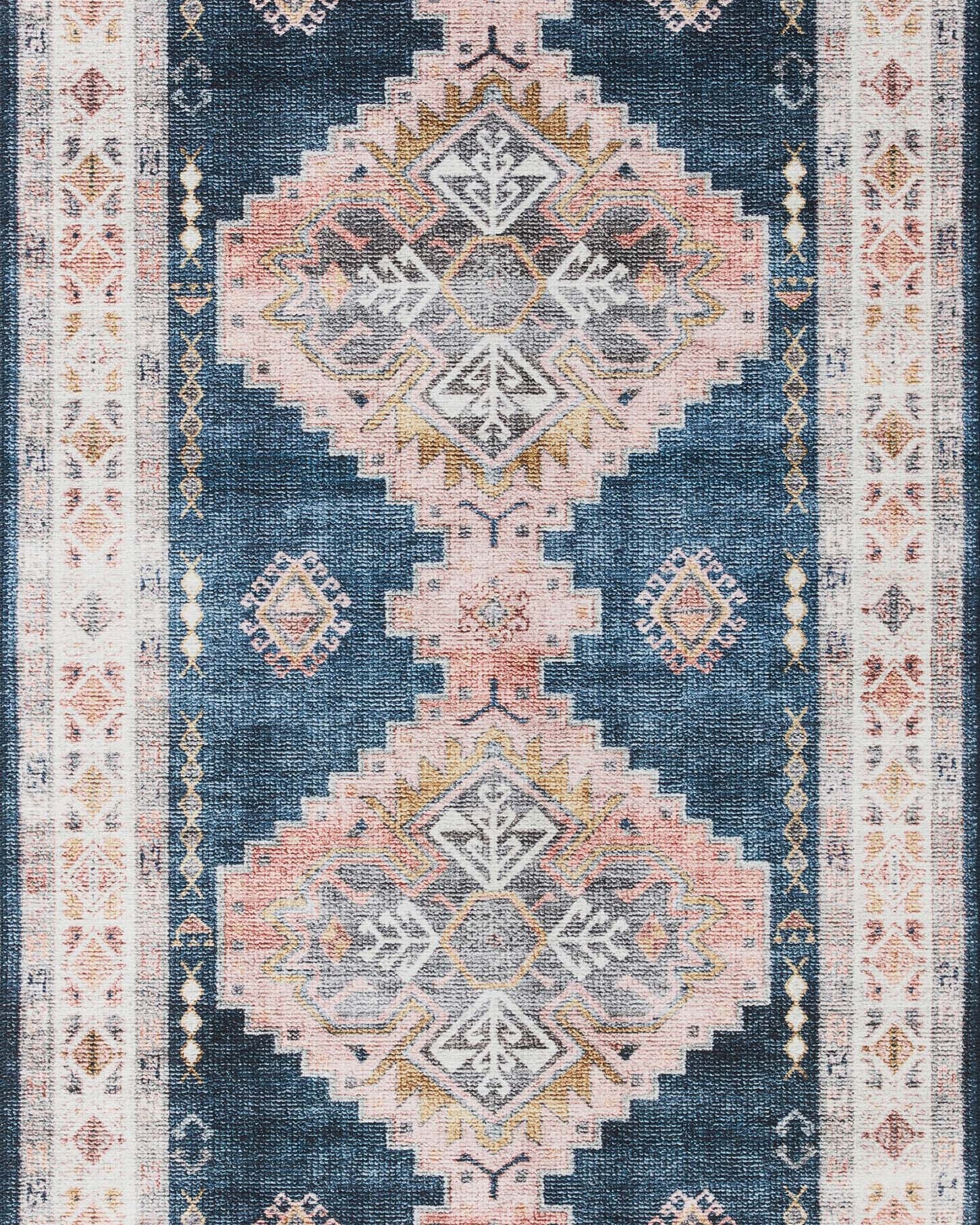 Loloi Heidi Denim / Blush Rug 1-RUGS-patterned Loloi