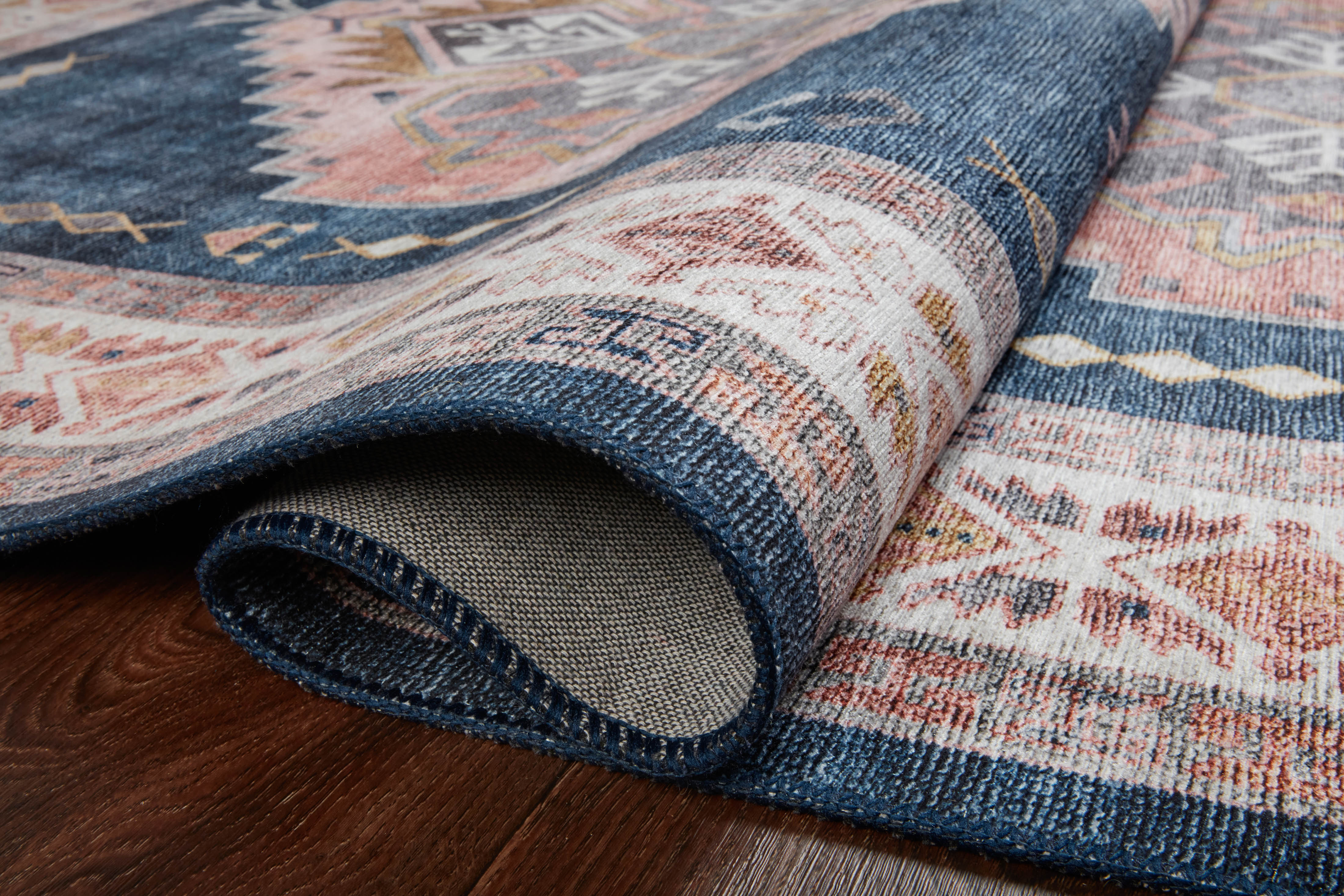 Loloi Heidi Denim / Blush Rug 1-RUGS-patterned Loloi