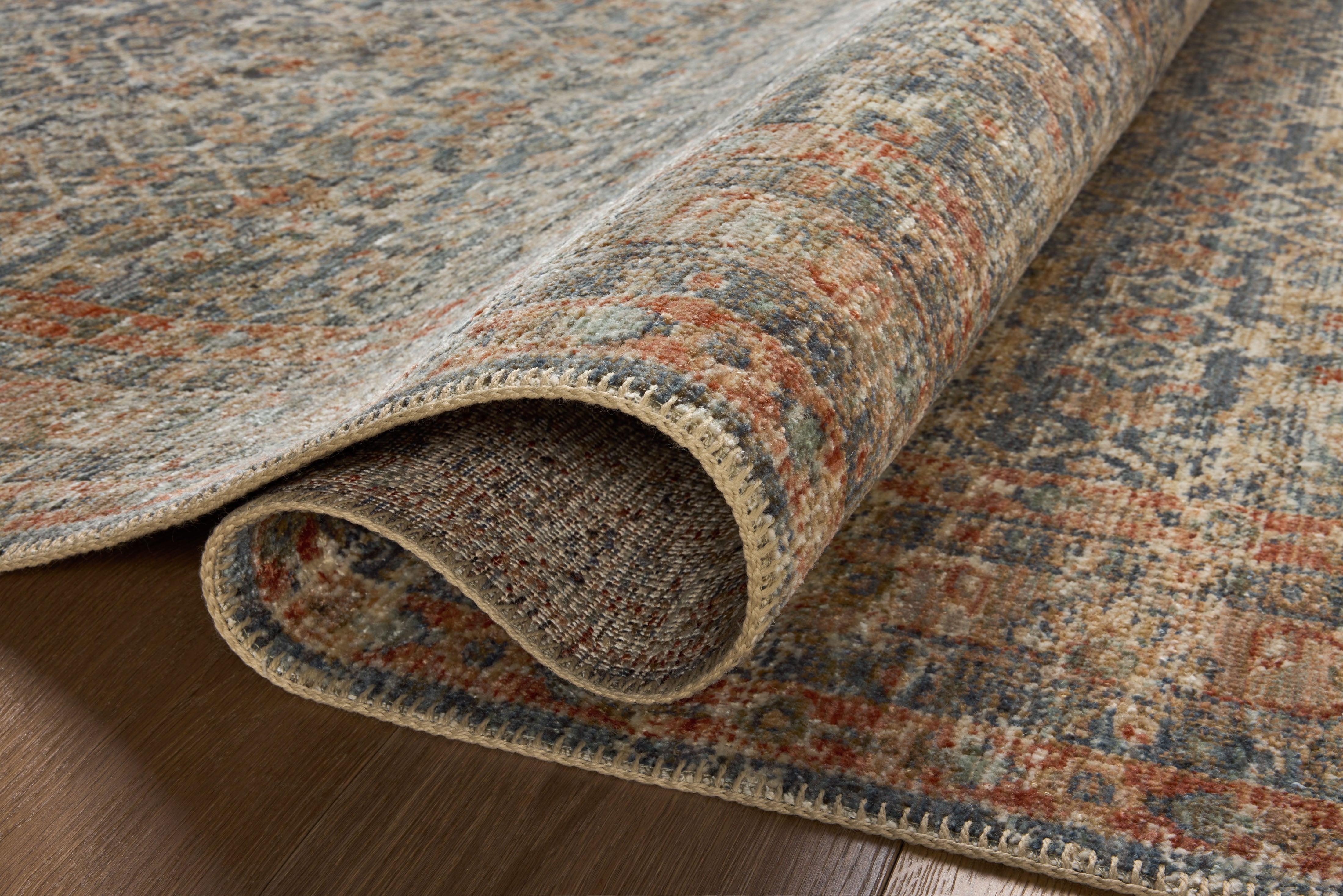 Loloi Heritage Blue / Rust Square Rug RUGS - wool Loloi