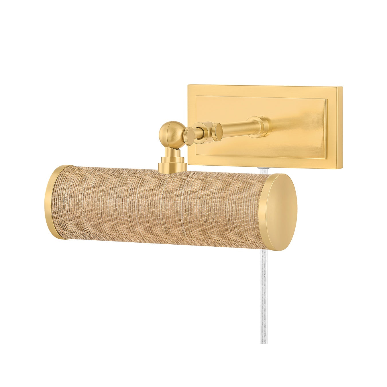 Holly Picture Light LIGHTING - Picture Light Hudson Valley Lighting Aged Brass/Grasscloth 8"