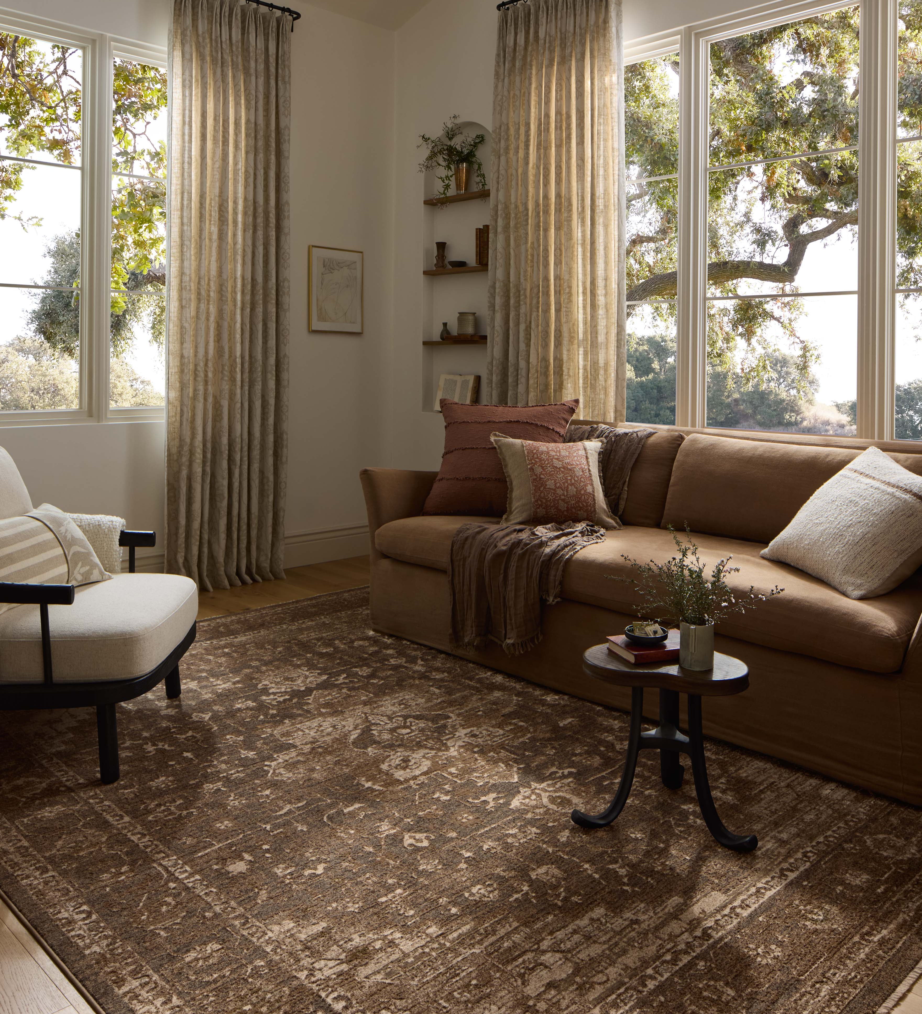 Loloi Haywood Charcoal / Mocha Rug, 18" x 18" – view 2