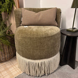 FLOOR MODEL - Clover Fringe Vanity Chair - Distressed Velvet/White Fringe
