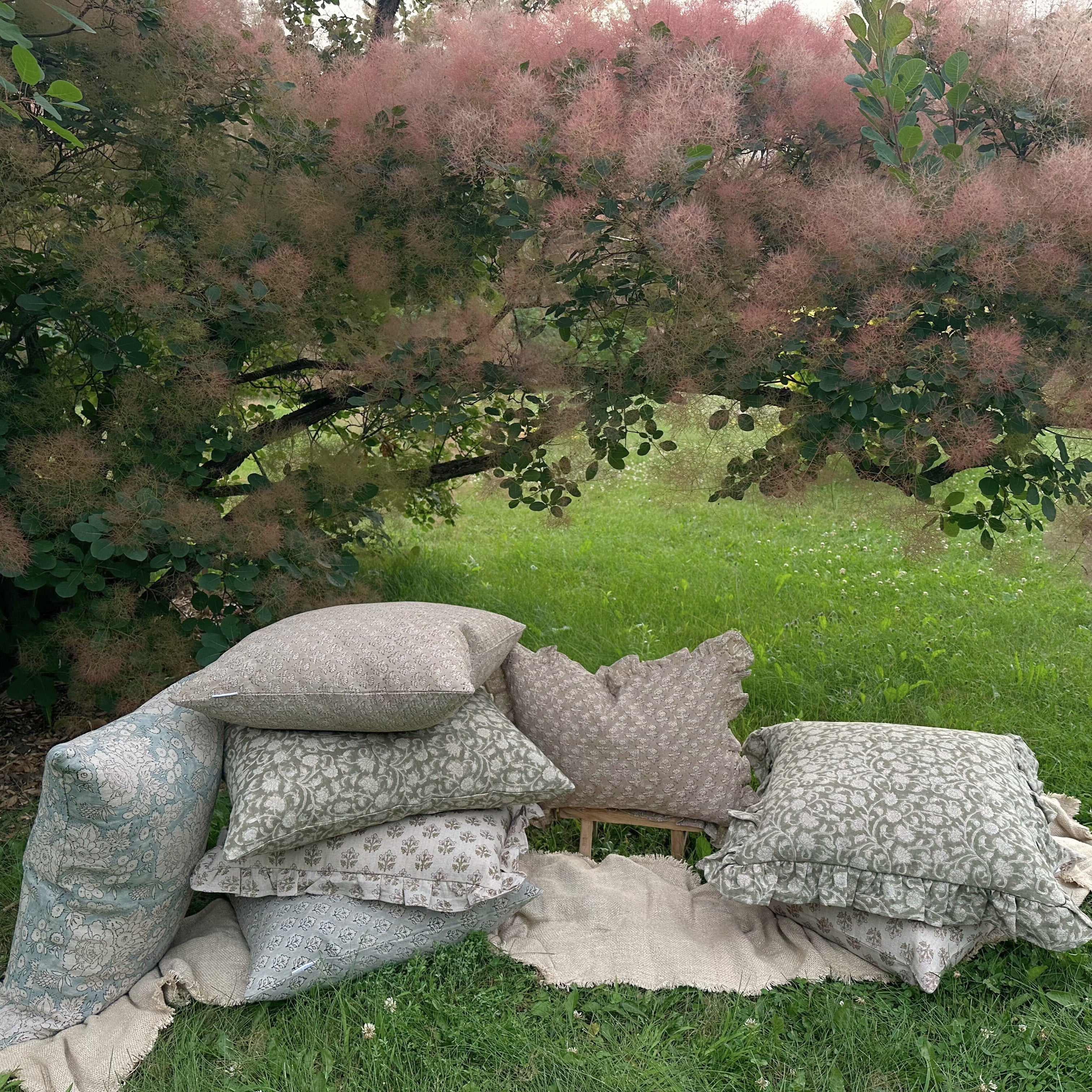 Olivia Block Print Pillow Cover 1 - PILLOWS - Block print - neutral ORNA HOUSE