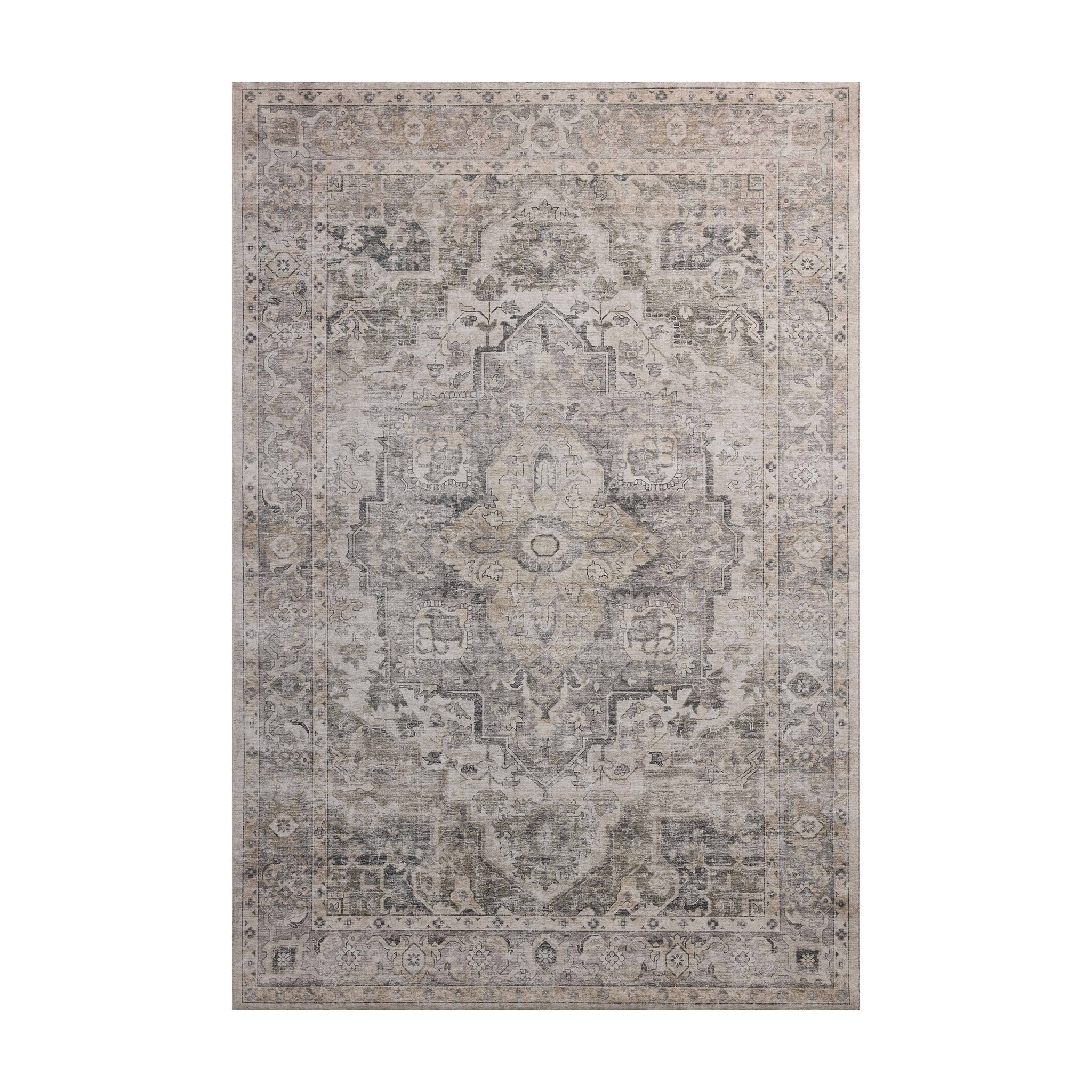Amber Lewis x Loloi Josie Silver / Natural Machine Washable Rug RUGS - synthetic Loloi 18" x 18"