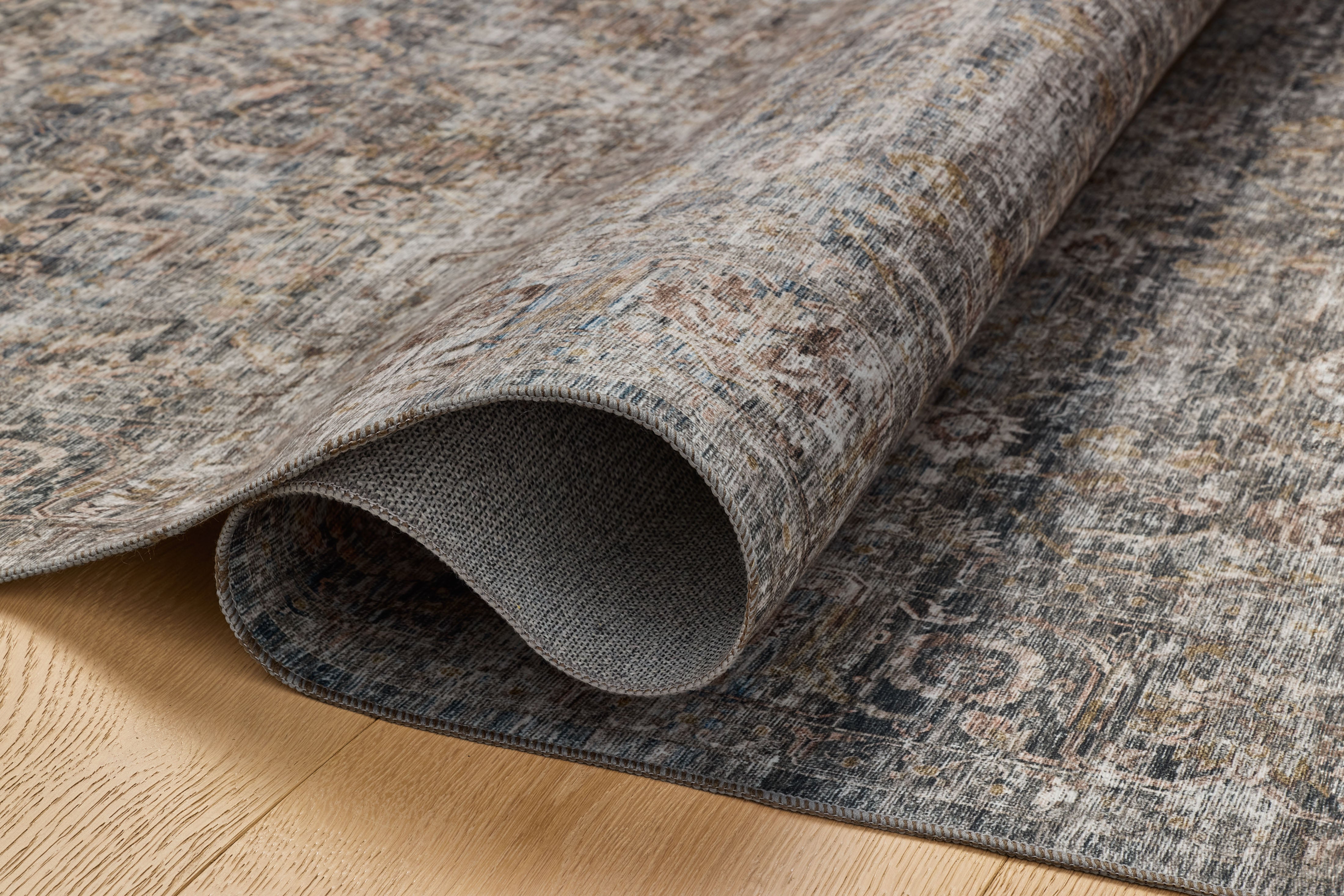 Amber Lewis x Loloi Josie Dove / Gold Machine Washable Rug RUGS - synthetic Loloi