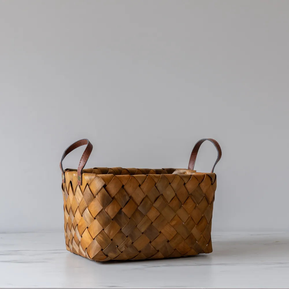 Burnt Wooden Basket - Rug & Weave