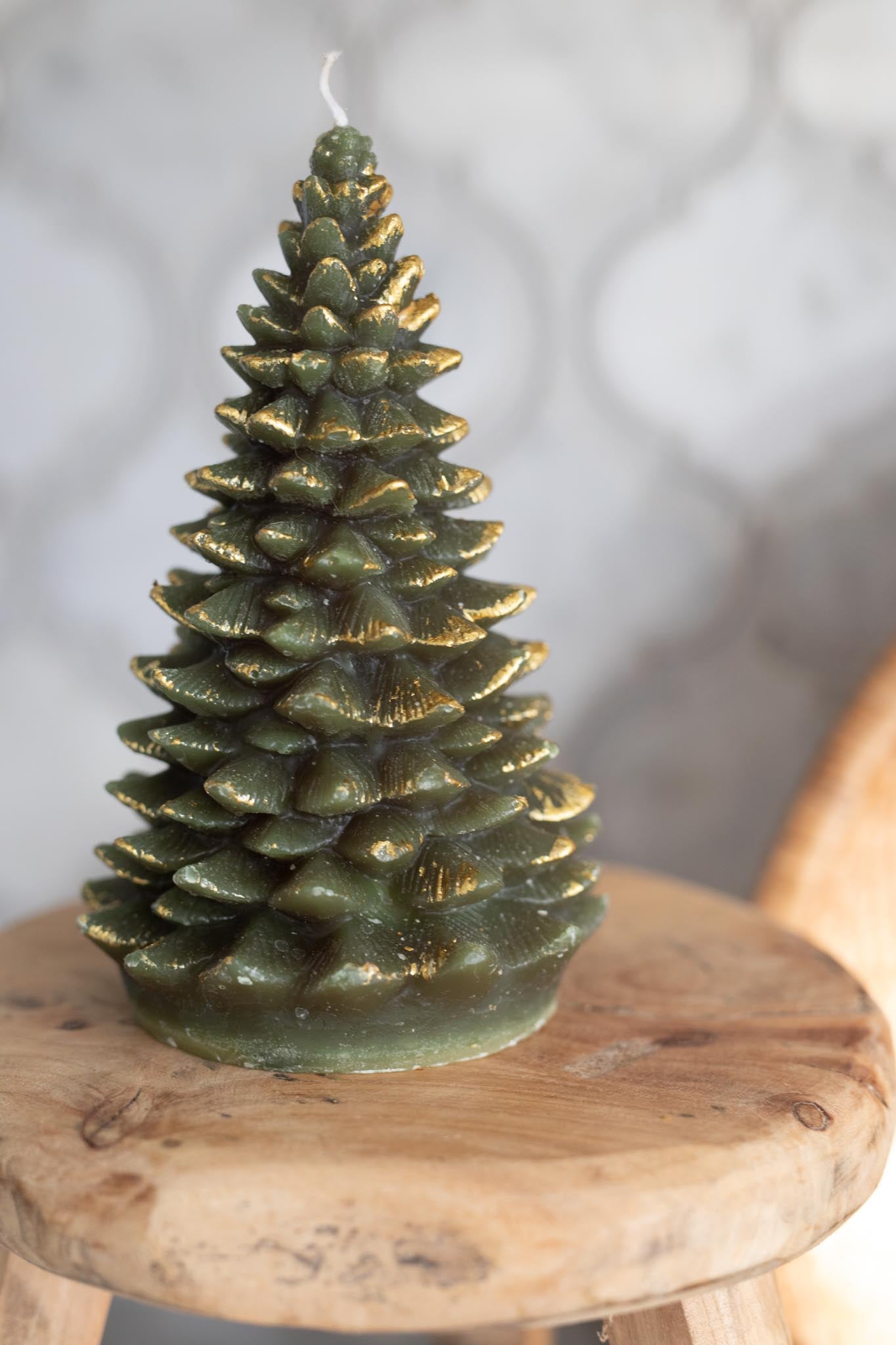 Tree Shaped Pillar Candle CHRISTMAS 2024 Creative Co-op (DYA)