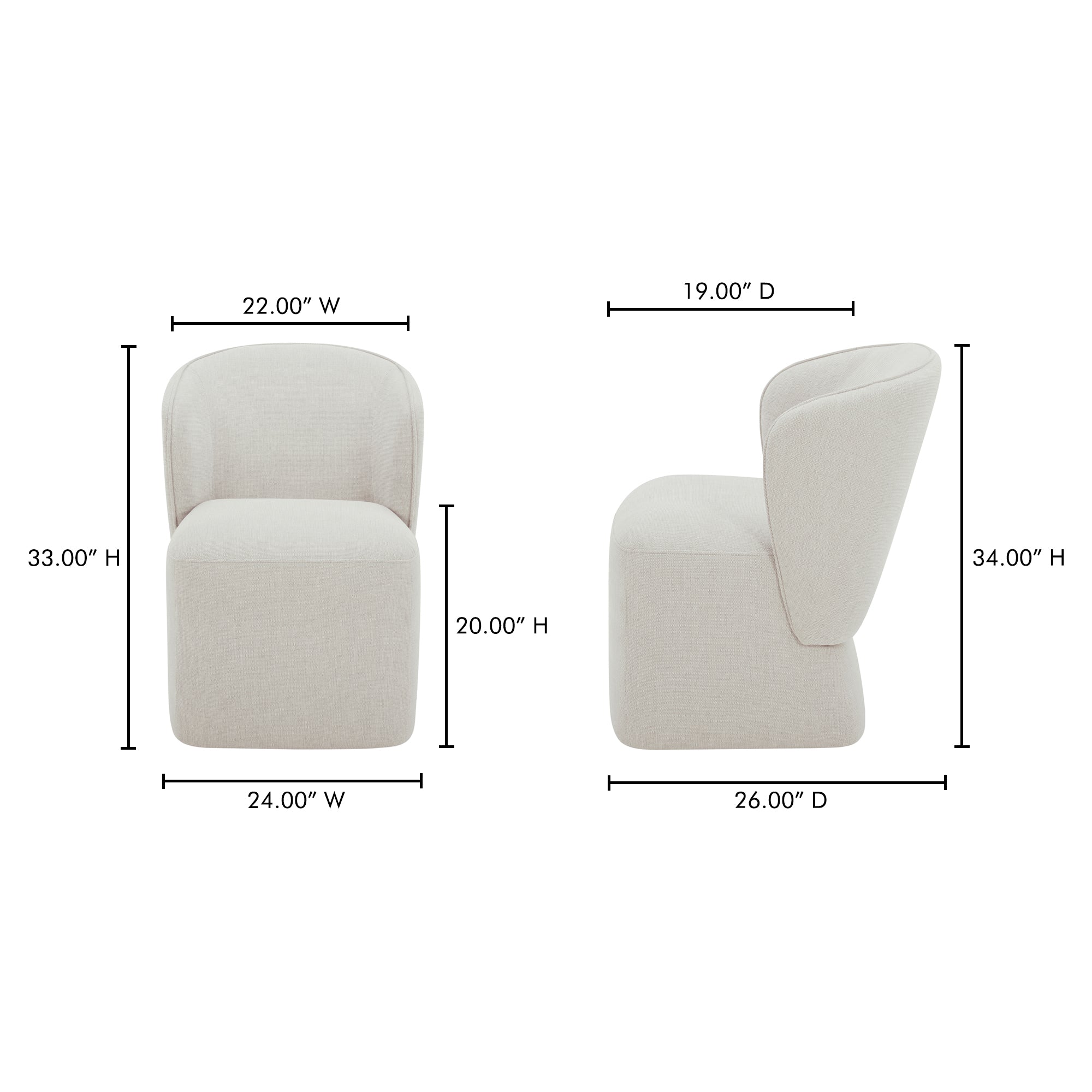 Larson Rolling Dining Chair FURNITURE - dining chair Moe's Furniture