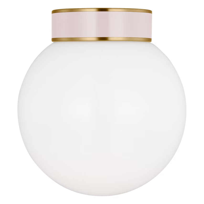 Monroe Semi Flush Mount LIGHTING - ceiling fixture Visual Comfort Brass/Pink