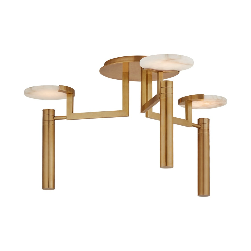 Melange Large Floating Disc Semi-Flush Chandelier LIGHTING - chandelier Visual Comfort - Signature Antique-Burnished Brass