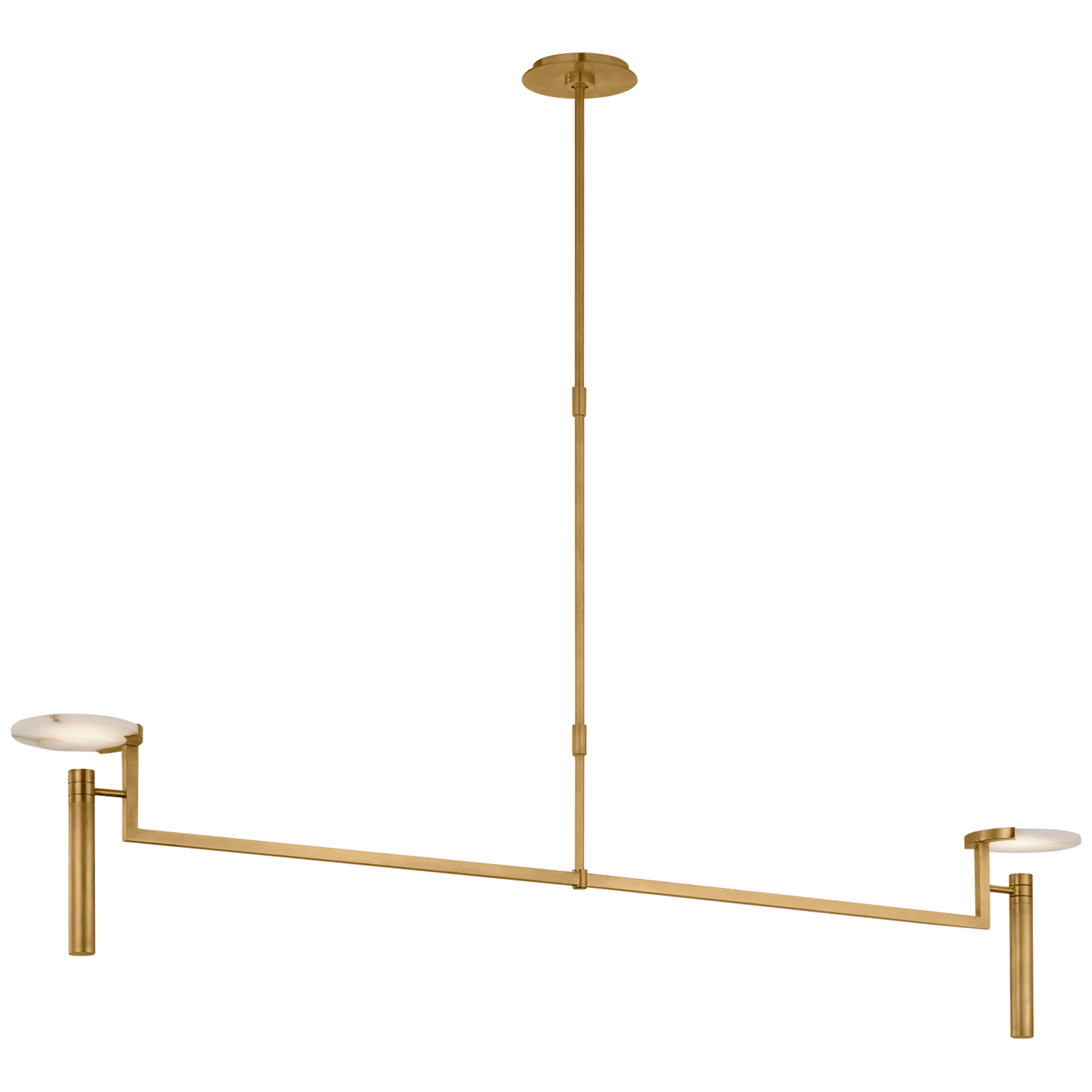 Melange Extra Large Floating Disc Linear Chandelier LIGHTING - chandelier Visual Comfort - Signature Antique-Burnished Brass