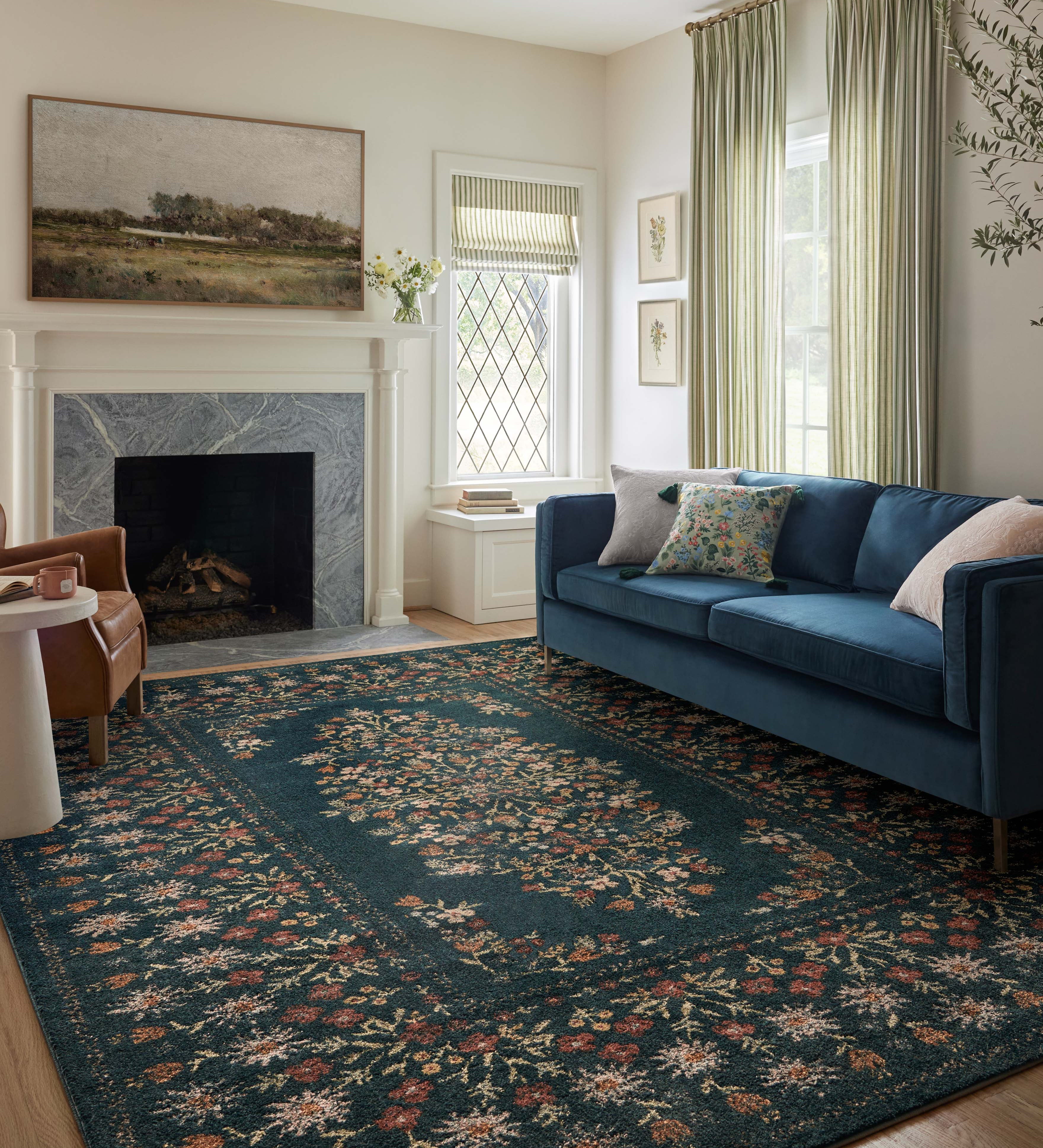 Rifle Paper Co. x Loloi Laurel Navy Sample Rug No.2 RUGS - synthetic Loloi