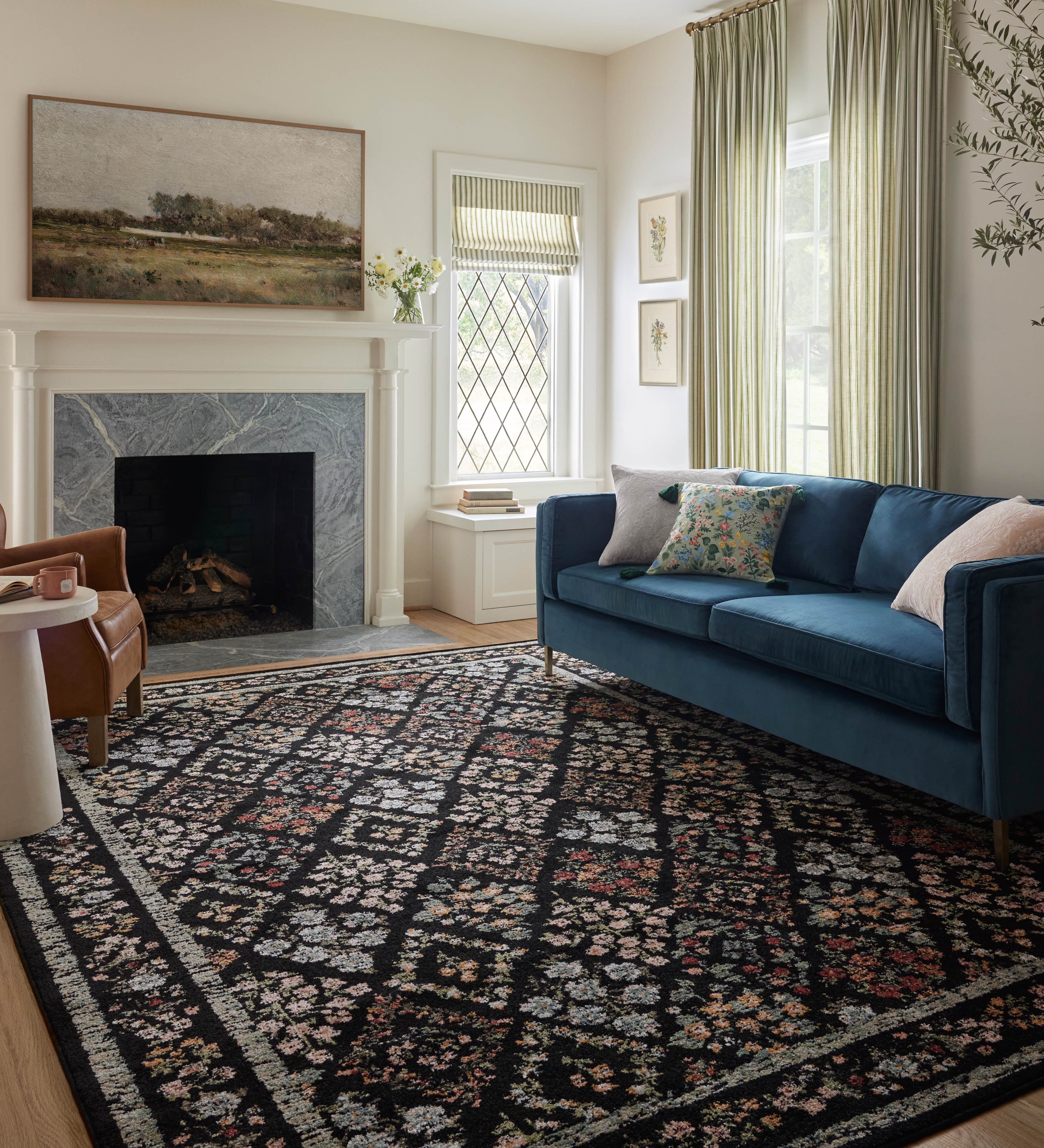 Rifle Paper Co. x Loloi Laurel Parquet Black Rug 0-RUGS-patterned Loloi