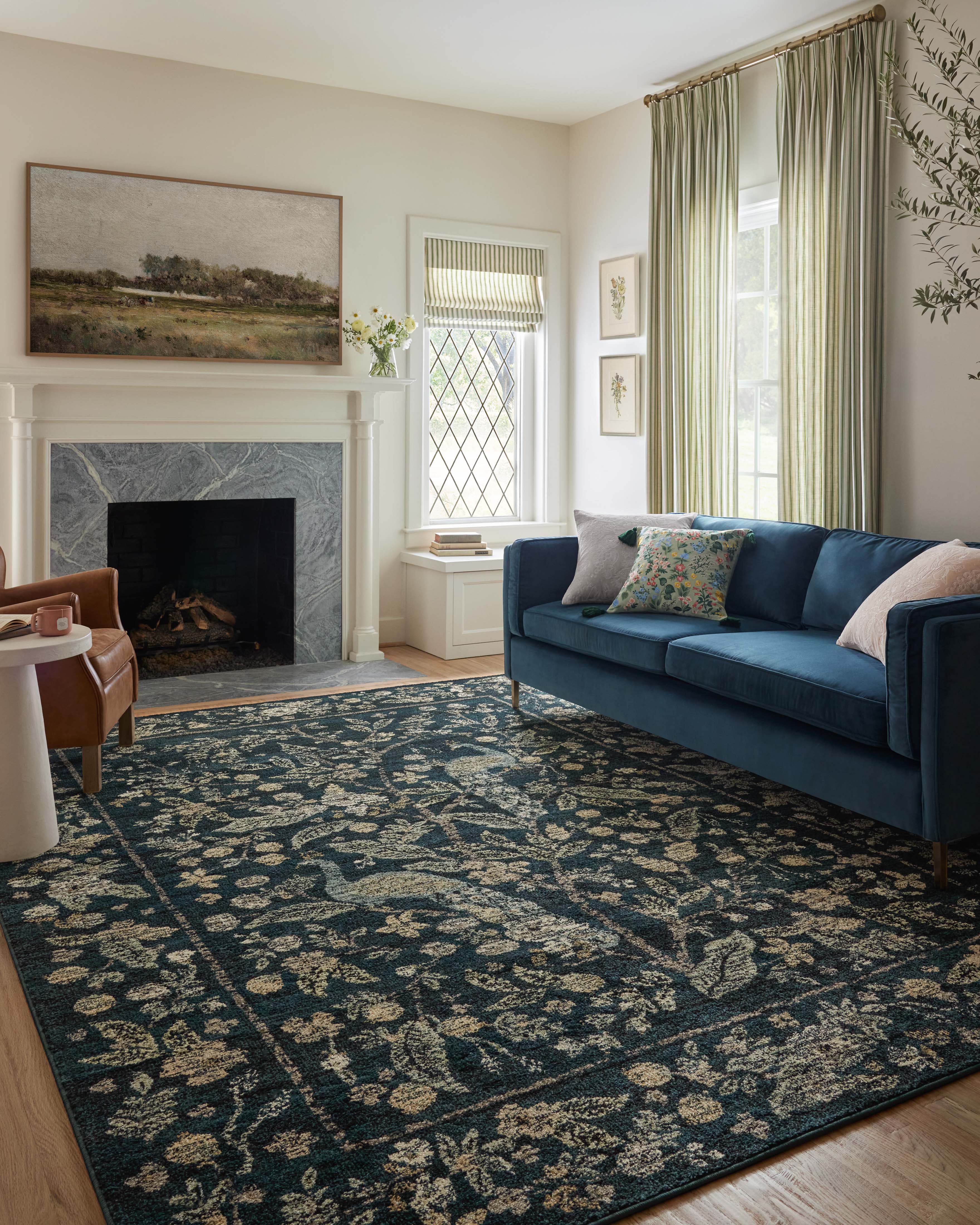 Rifle Paper Co. x Loloi Laurel Navy Sample Rug No.2 RUGS - synthetic Loloi 18" x 18"