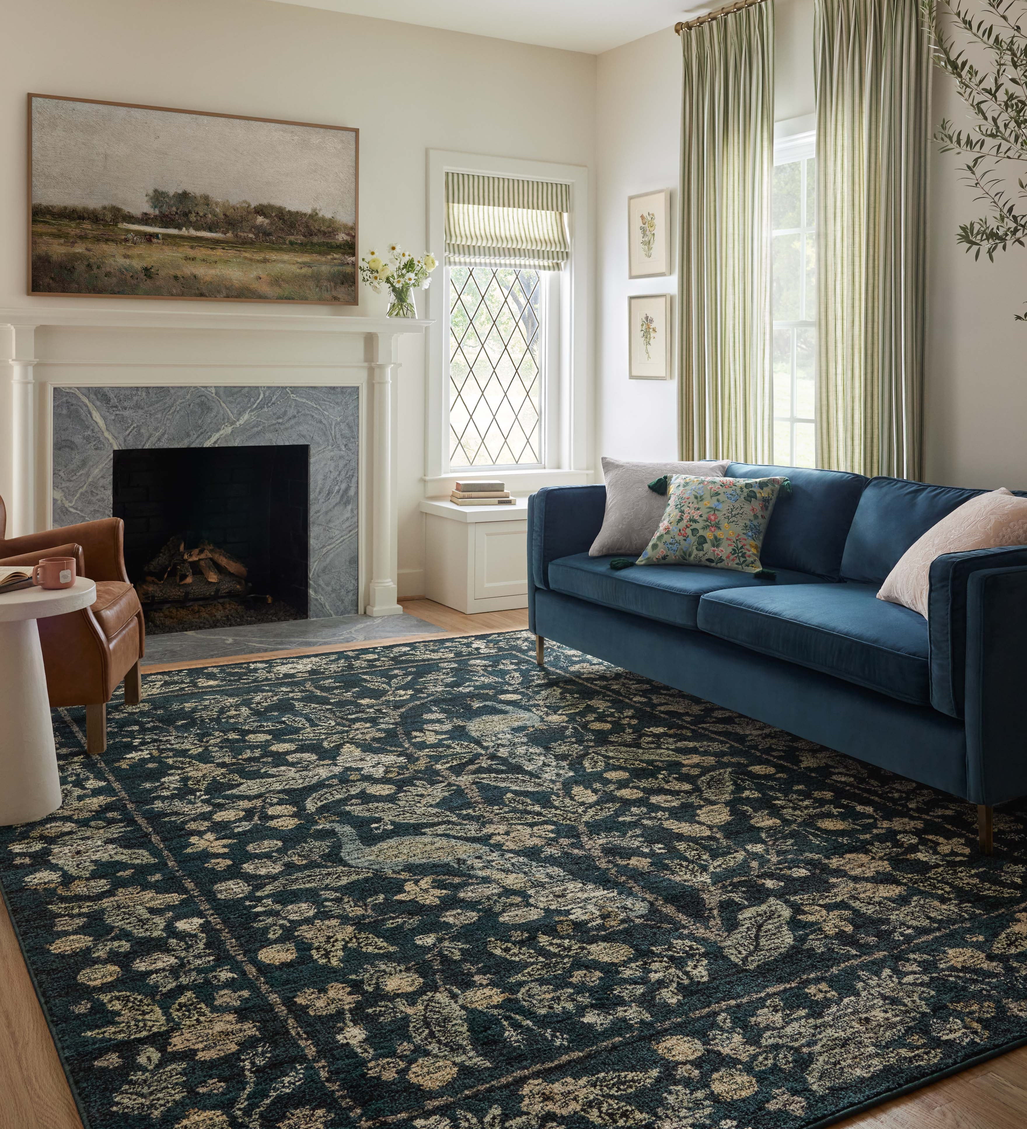 Rifle Paper Co. x Loloi Laurel Peacock Garden Navy Rug 0-RUGS-patterned Loloi